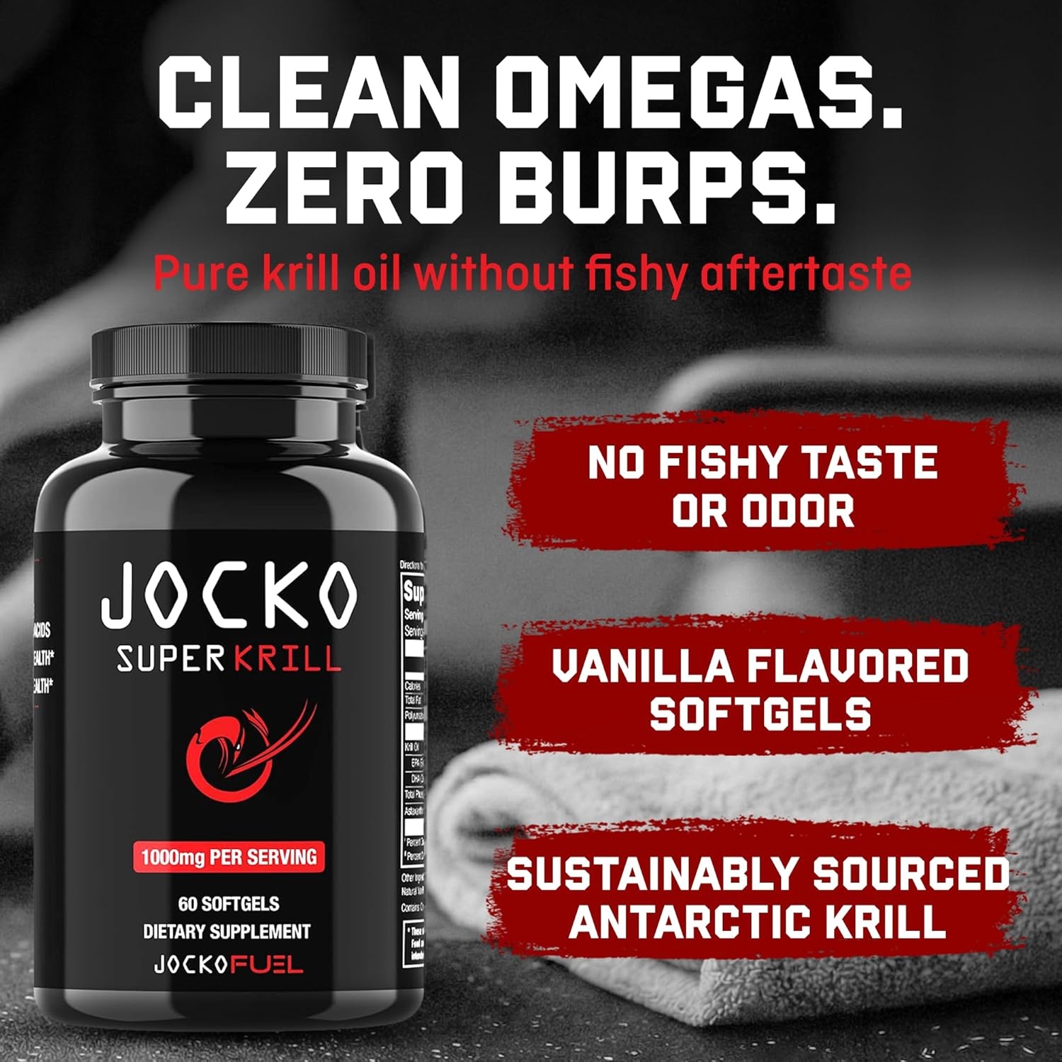 image:imageJocko Fuel Antarctic Krill Oil Omega 3 Fatty Acid Supplements DHA amp EPA 1000mg Softgels Supports Joints Mobility amp Mental Function 60 Softgels Pack of 260 Count Pack of 1