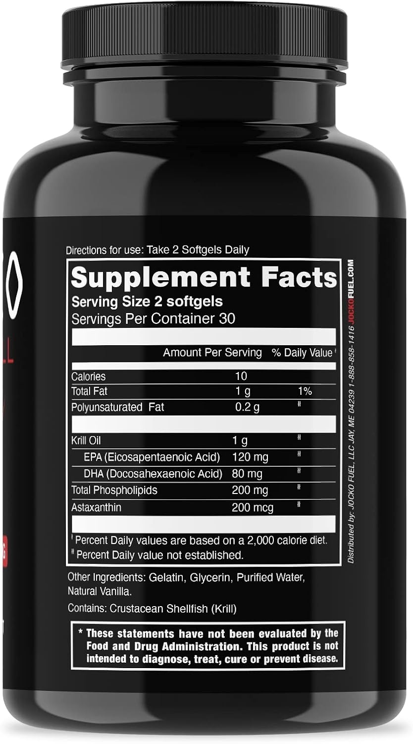 image:imageJocko Fuel Antarctic Krill Oil Omega 3 Fatty Acid Supplements DHA amp EPA 1000mg Softgels Supports Joints Mobility amp Mental Function 60 Softgels Pack of 260 Count Pack of 2