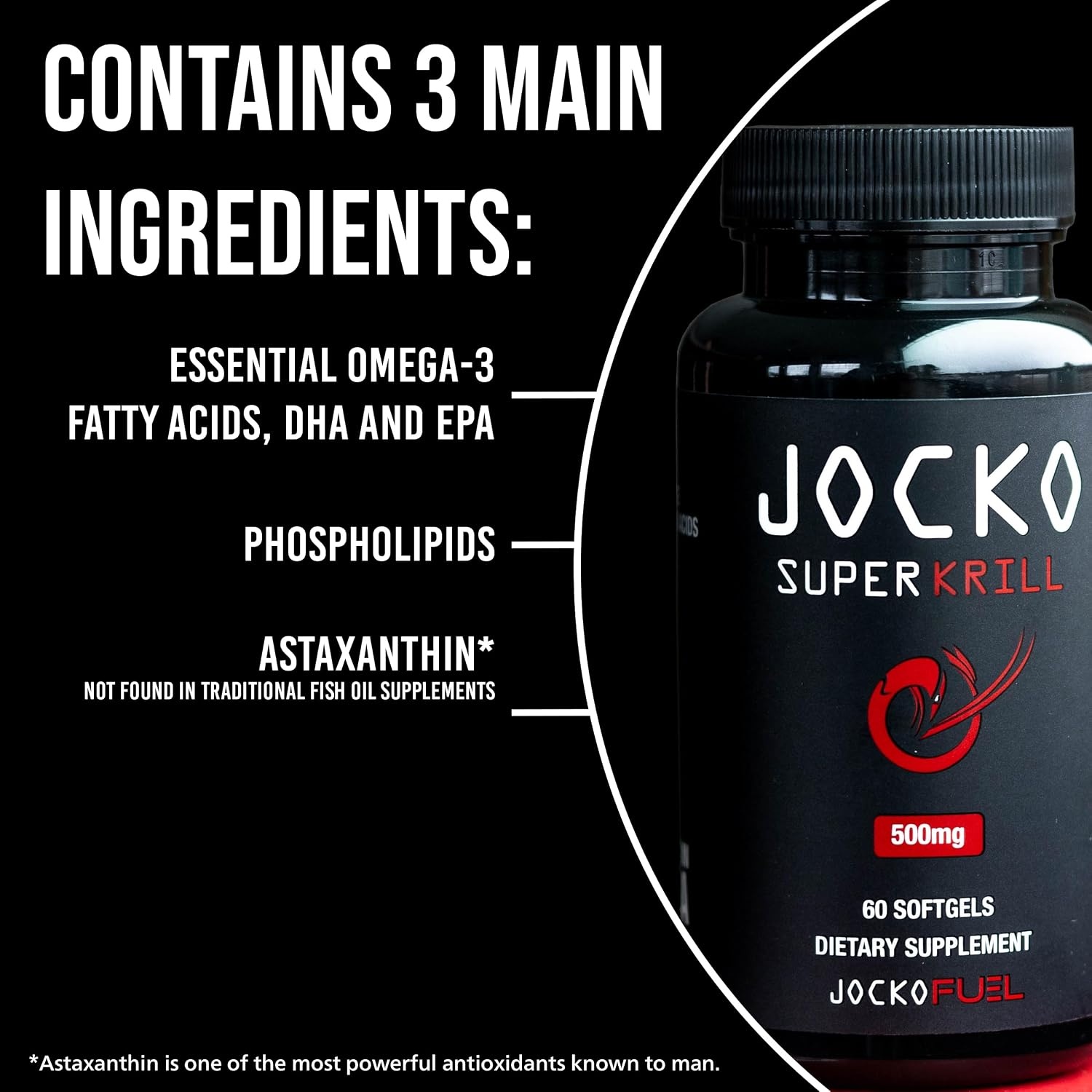 image:imageJocko Fuel Antarctic Krill Oil Omega 3 Fatty Acid Supplements DHA amp EPA 1000mg Softgels Supports Joints Mobility amp Mental Function 60 Softgels Pack of 260 Count Pack of 2