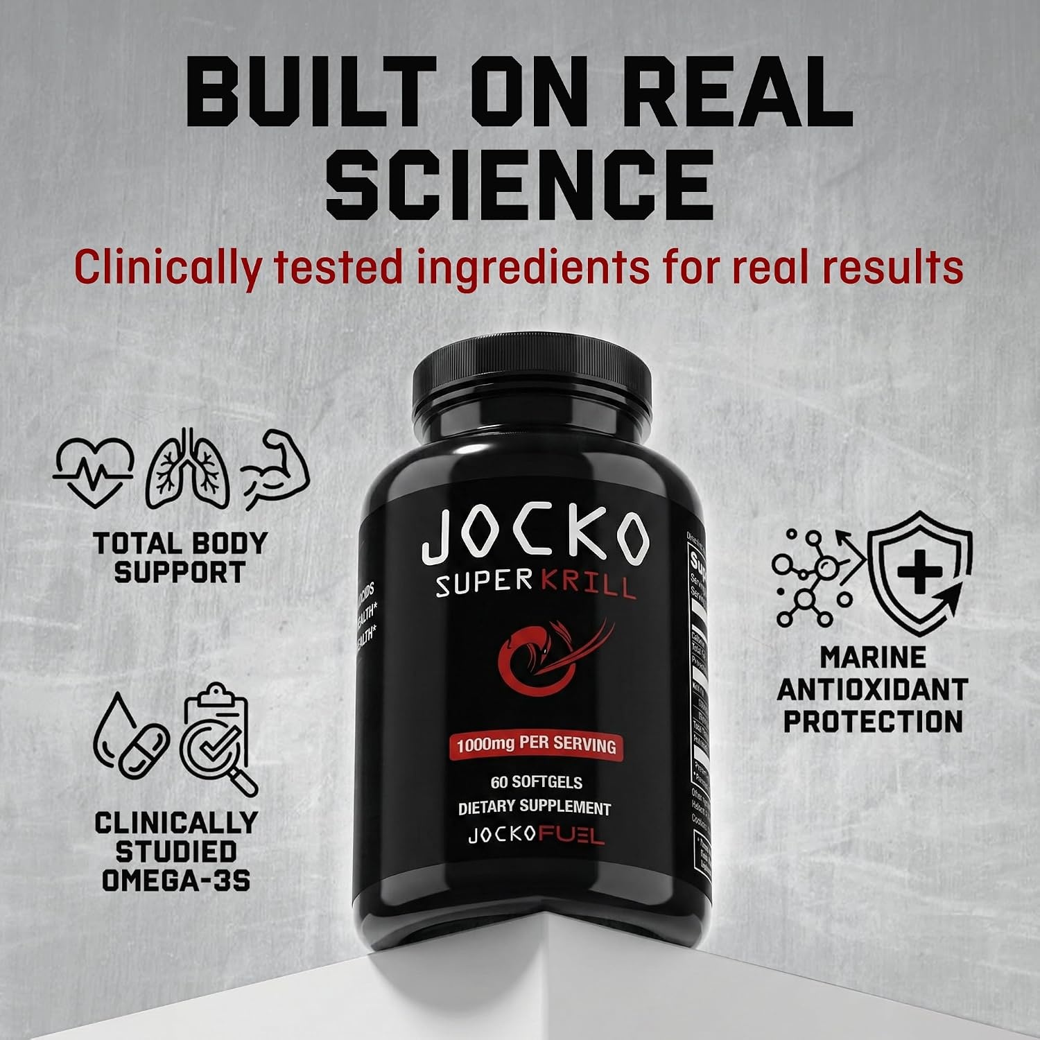 image:imageJocko Fuel Antarctic Krill Oil Omega 3 Fatty Acid Supplements DHA amp EPA 1000mg Softgels Supports Joints Mobility amp Mental Function 60 Softgels Pack of 260 Count Pack of 1