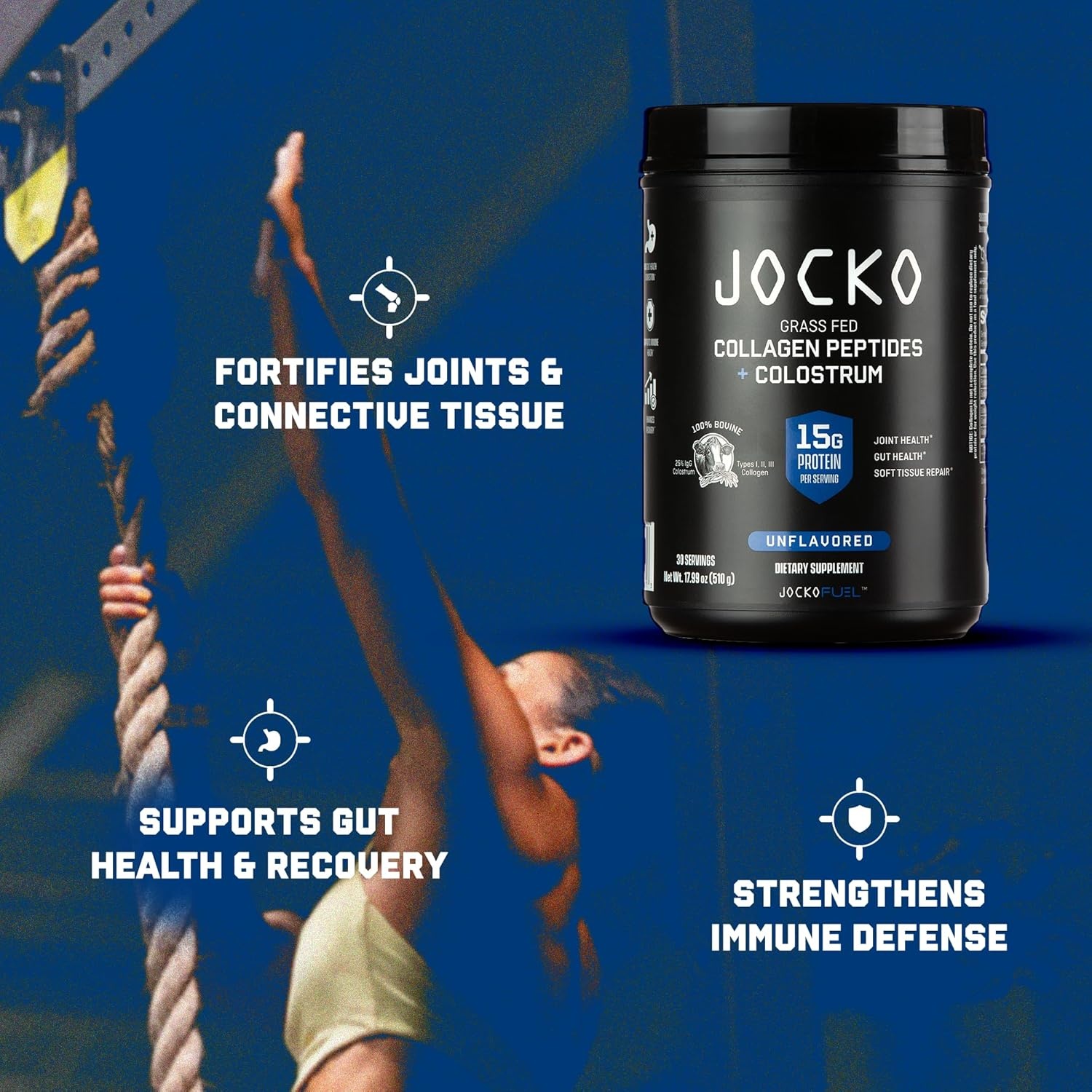 image:imageJocko Fuel Collagen Powder with Colostrum 15g Hydrolyzed Collagen 2g FirstMilking Colostrum Dual Action for Gut Health Joint Support and Immune Defense Recovery Supplement 30 Servings