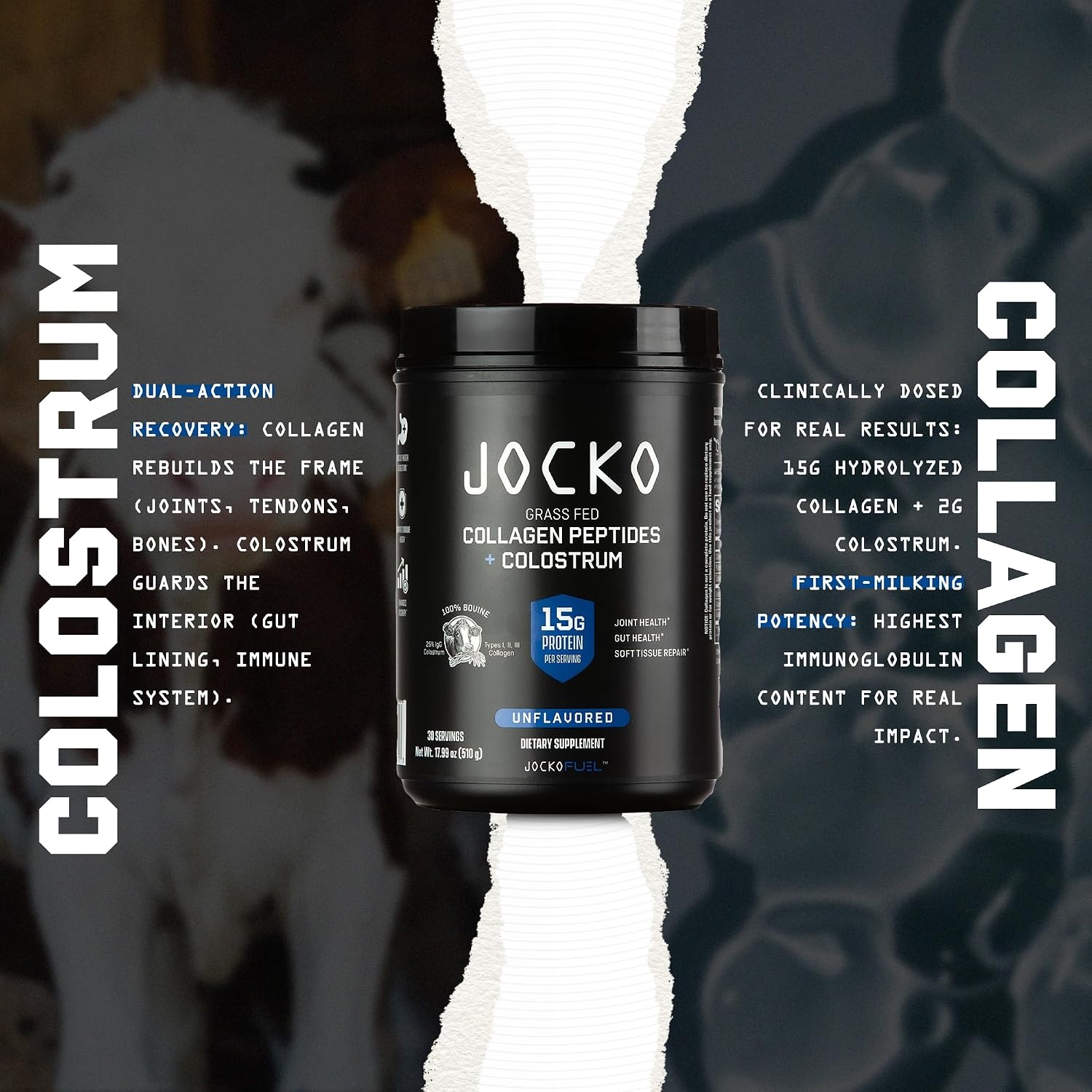 image:imageJocko Fuel Collagen Powder with Colostrum 15g Hydrolyzed Collagen 2g FirstMilking Colostrum Dual Action for Gut Health Joint Support and Immune Defense Recovery Supplement 30 Servings