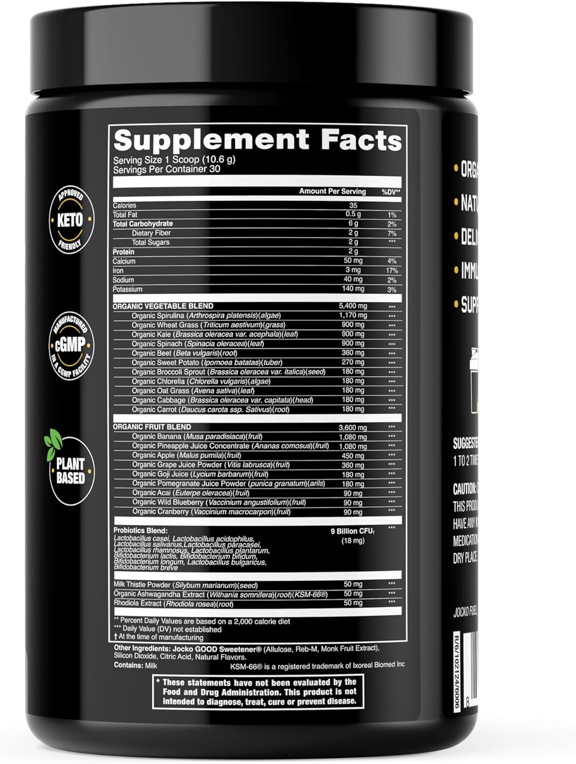 image:imageJocko Fuel Daily Greens Powder Premium Organic Greens Superfood Powder for Gut Health Digestion Bloating Immune Support with Spirulina Chlorella Digestive Enzymes amp Probiotics 30 ServingsCoconutPineapple