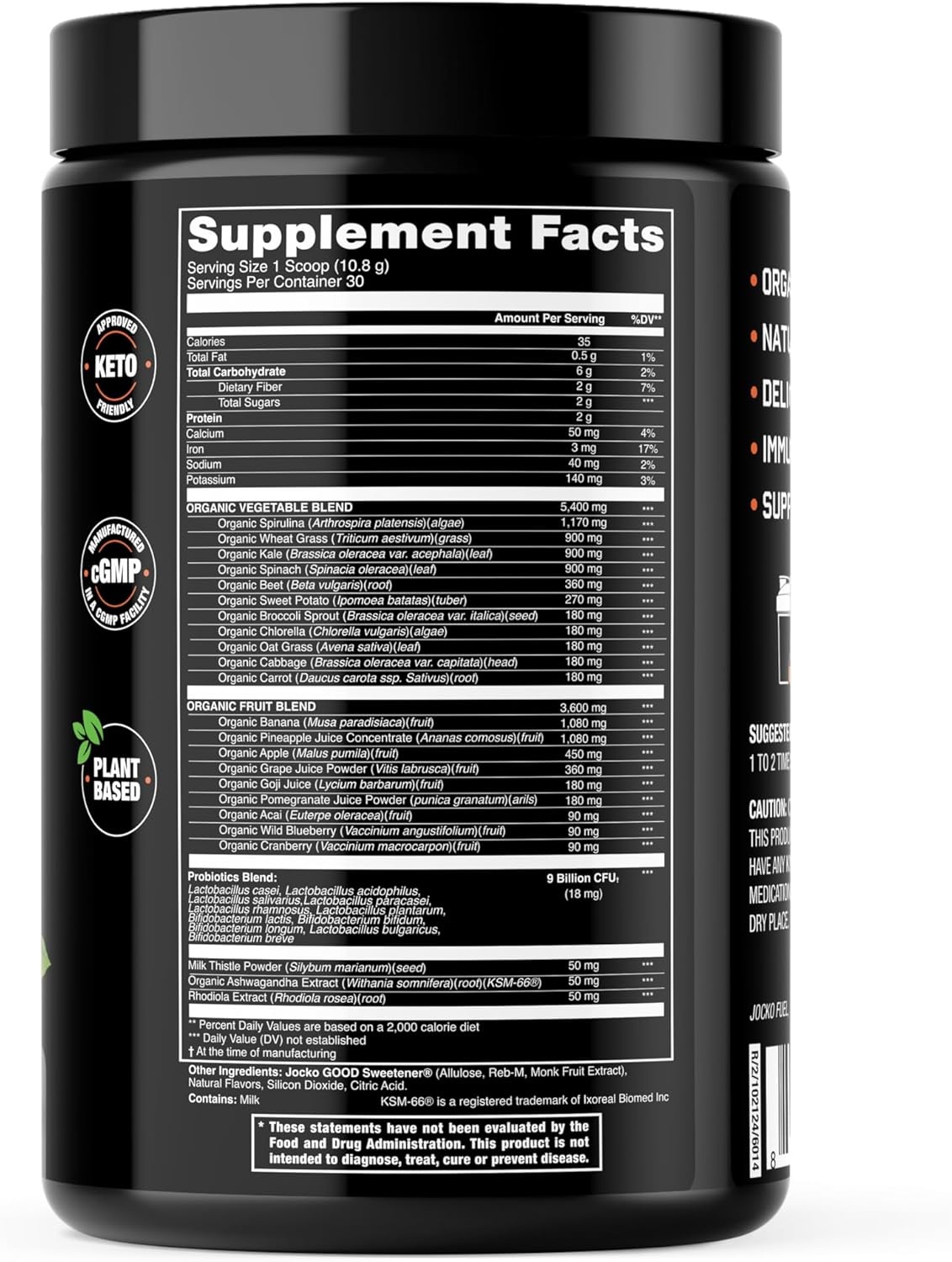 image:imageJocko Fuel Daily Greens Powder Premium Organic Greens Superfood Powder for Gut Health Digestion Bloating Immune Support with Spirulina Chlorella Digestive Enzymes amp Probiotics 30 ServingsPeach