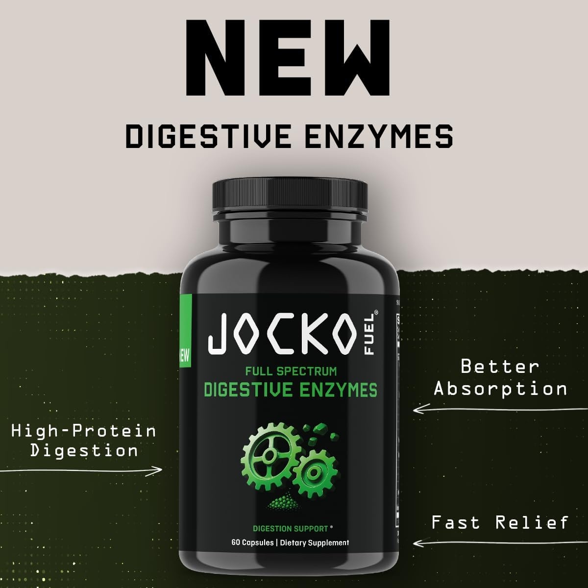 image:imageJocko Fuel Digestive Enzymes Full Spectrum Support Nutrient Absorption Gut Health Support Digestion Aid 60 Capsules