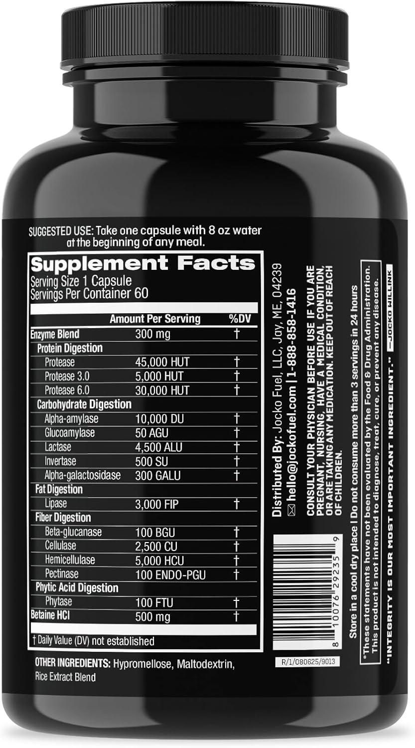 image:imageJocko Fuel Digestive Enzymes Full Spectrum Support Nutrient Absorption Gut Health Support Digestion Aid 60 Capsules