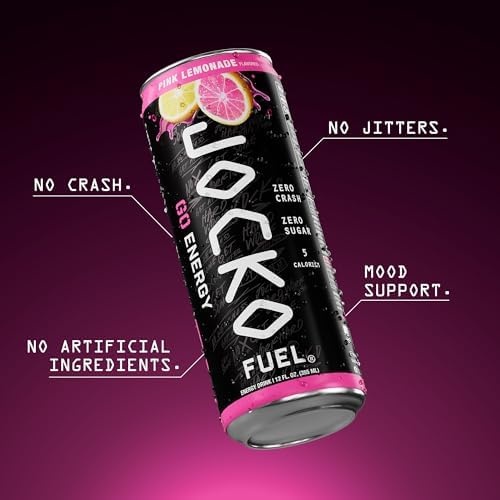 image:imageJocko Fuel GO Energy Drinks Afterburner Orange 95mg Caffeine with Added Adaptogens Vitamin B12 amp B6 amp L Theanine for Mood amp Focus Support No Sugar 12 Pack Packaging May VaryPink Lemonade