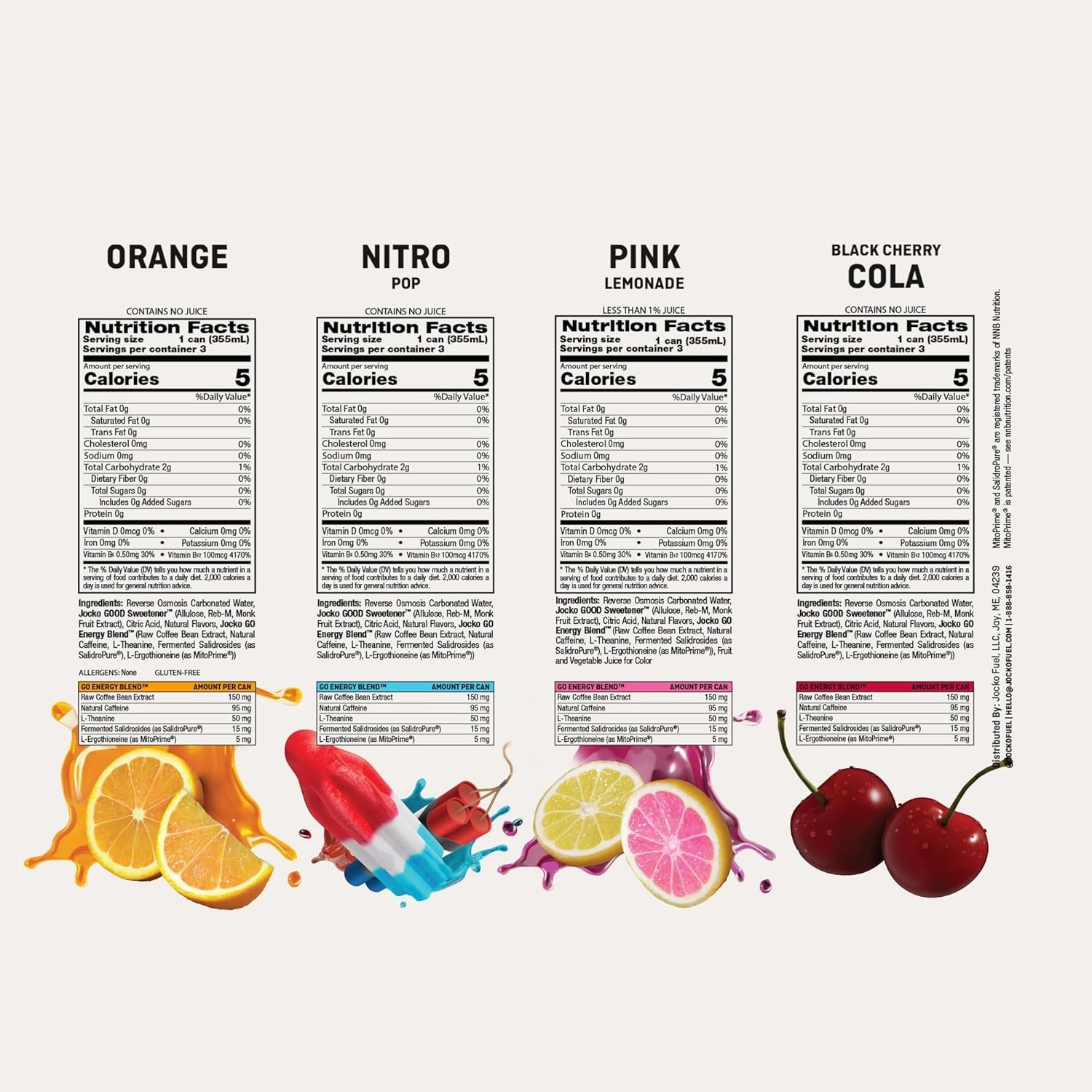 image:imageJocko Fuel GO Energy Drinks Afterburner Orange 95mg Caffeine with Added Adaptogens Vitamin B12 amp B6 amp L Theanine for Mood amp Focus Support No Sugar 12 Pack Packaging May VaryVariety Pack