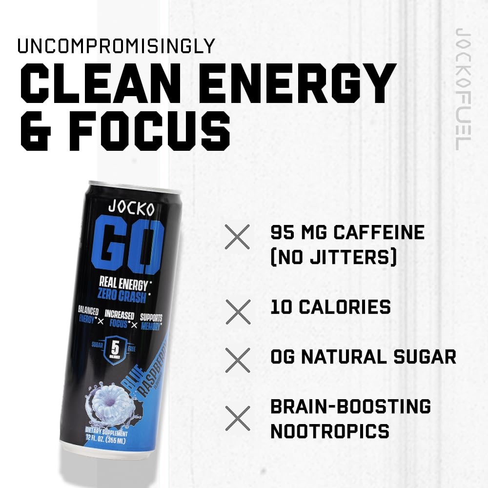 image:imageJocko Fuel GO Energy Drinks Afterburner Orange 95mg Caffeine with Added Adaptogens Vitamin B12 amp B6 amp L Theanine for Mood amp Focus Support No Sugar 12 Pack Packaging May VaryCoconutPineapple