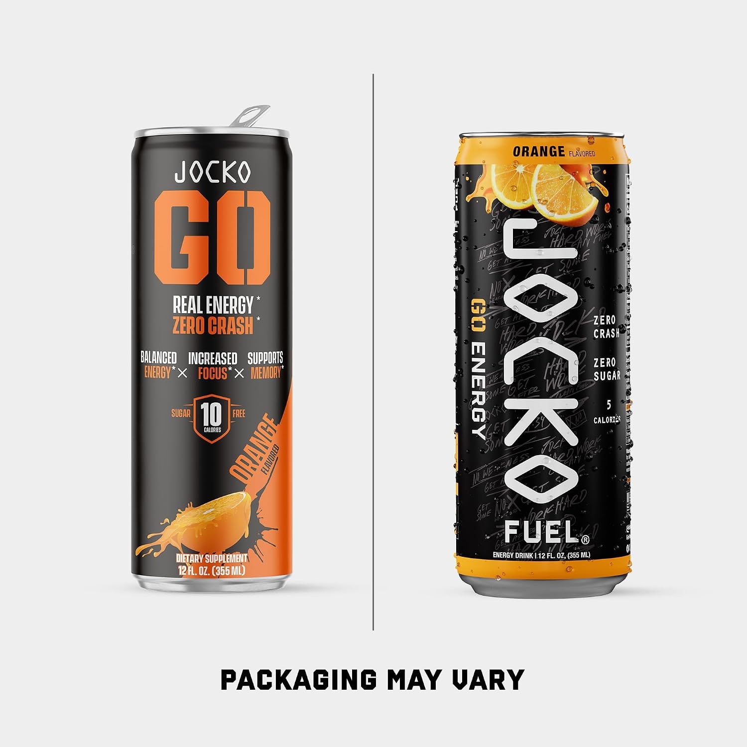 image:imageJocko Fuel GO Energy Drinks Afterburner Orange 95mg Caffeine with Added Adaptogens Vitamin B12 amp B6 amp L Theanine for Mood amp Focus Support No Sugar 12 Pack Packaging May VaryAfterburner Orange