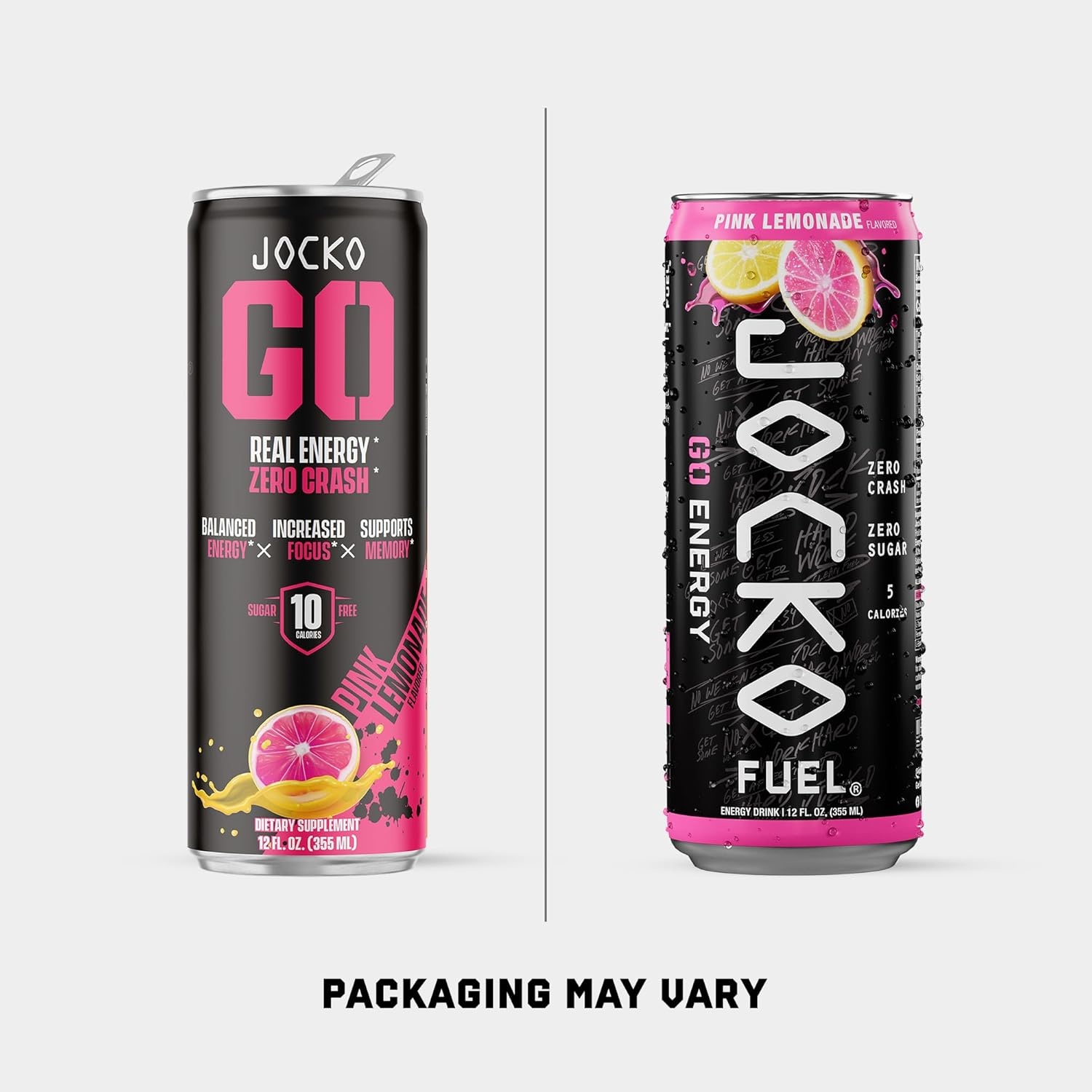 image:imageJocko Fuel GO Energy Drinks Afterburner Orange 95mg Caffeine with Added Adaptogens Vitamin B12 amp B6 amp L Theanine for Mood amp Focus Support No Sugar 12 Pack Packaging May VaryPink Lemonade
