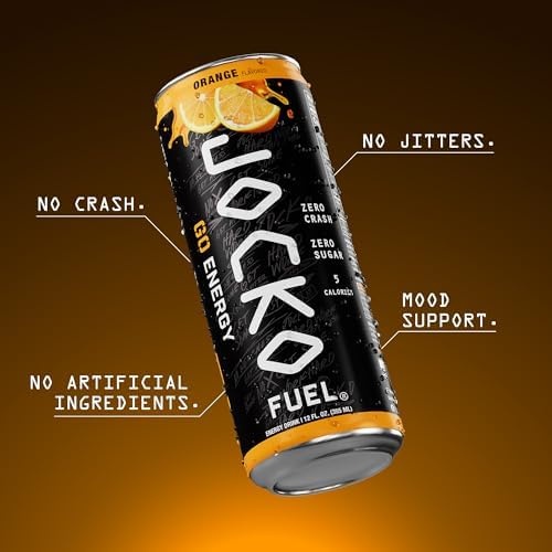 image:imageJocko Fuel GO Energy Drinks Afterburner Orange 95mg Caffeine with Added Adaptogens Vitamin B12 amp B6 amp L Theanine for Mood amp Focus Support No Sugar 12 Pack Packaging May VaryAfterburner Orange