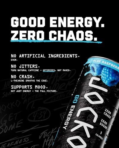 image:imageJocko Fuel GO Energy Drinks Afterburner Orange 95mg Caffeine with Added Adaptogens Vitamin B12 amp B6 amp L Theanine for Mood amp Focus Support No Sugar 12 Pack Packaging May VaryBlue Raspberry