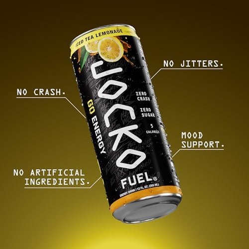 image:imageJocko Fuel GO Energy Drinks Afterburner Orange 95mg Caffeine with Added Adaptogens Vitamin B12 amp B6 amp L Theanine for Mood amp Focus Support No Sugar 12 Pack Packaging May VaryIced Tea Lemonade