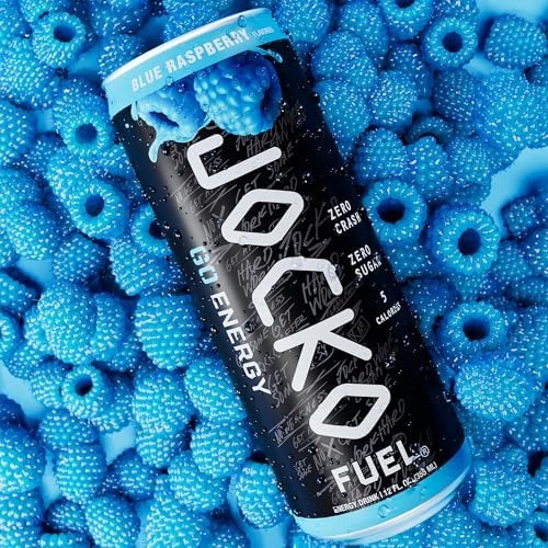 image:imageJocko Fuel GO Energy Drinks Afterburner Orange 95mg Caffeine with Added Adaptogens Vitamin B12 amp B6 amp L Theanine for Mood amp Focus Support No Sugar 12 Pack Packaging May VaryBlue Raspberry