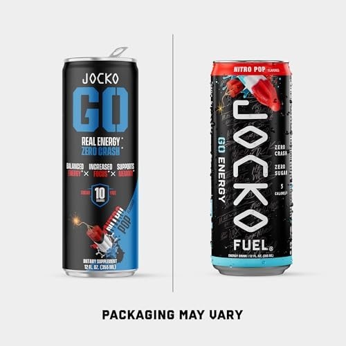 image:imageJocko Fuel GO Energy Drinks Afterburner Orange 95mg Caffeine with Added Adaptogens Vitamin B12 amp B6 amp L Theanine for Mood amp Focus Support No Sugar 12 Pack Packaging May VaryNitro Pop
