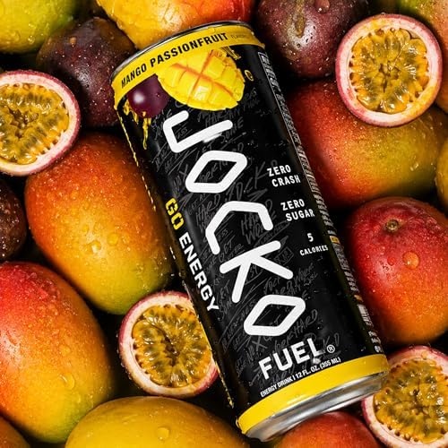 image:imageJocko Fuel GO Energy Drinks Afterburner Orange 95mg Caffeine with Added Adaptogens Vitamin B12 amp B6 amp L Theanine for Mood amp Focus Support No Sugar 12 Pack Packaging May VaryMango Passionfruit