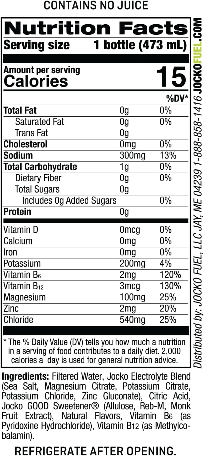 image:imageJocko Fuel Hydrate Electrolyte Drinks Sports Drink Hydration Amplifier Thirst Quencher Scientifically Formulated Electrolyte Blend Fruit Punch Flavor 16 Oz 12 PackLemonLime