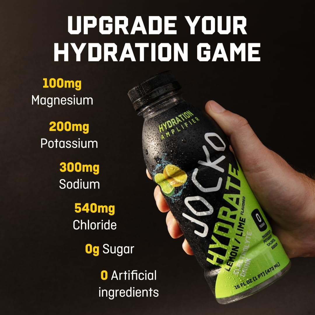 image:imageJocko Fuel Hydrate Electrolyte Drinks Sports Drink Hydration Amplifier Thirst Quencher Scientifically Formulated Electrolyte Blend Fruit Punch Flavor 16 Oz 12 PackLemonLime