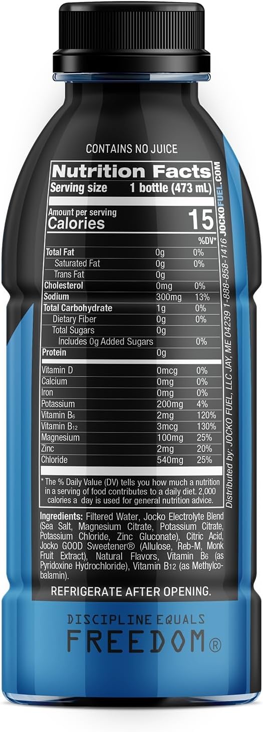 image:imageJocko Fuel Hydrate Electrolyte Drinks Sports Drink Hydration Amplifier Thirst Quencher Scientifically Formulated Electrolyte Blend Fruit Punch Flavor 16 Oz 12 PackBlue Raspberry