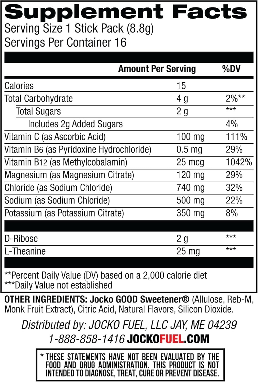 image:imageJocko Fuel Hydrate Electrolytes Powder Packets Low Sugar Hydration Amplifier Packets for Recovery Dehydration amp Exercise with Vitamins B6 B12 amp C 16 Packets Lemon LimeFruit Punch