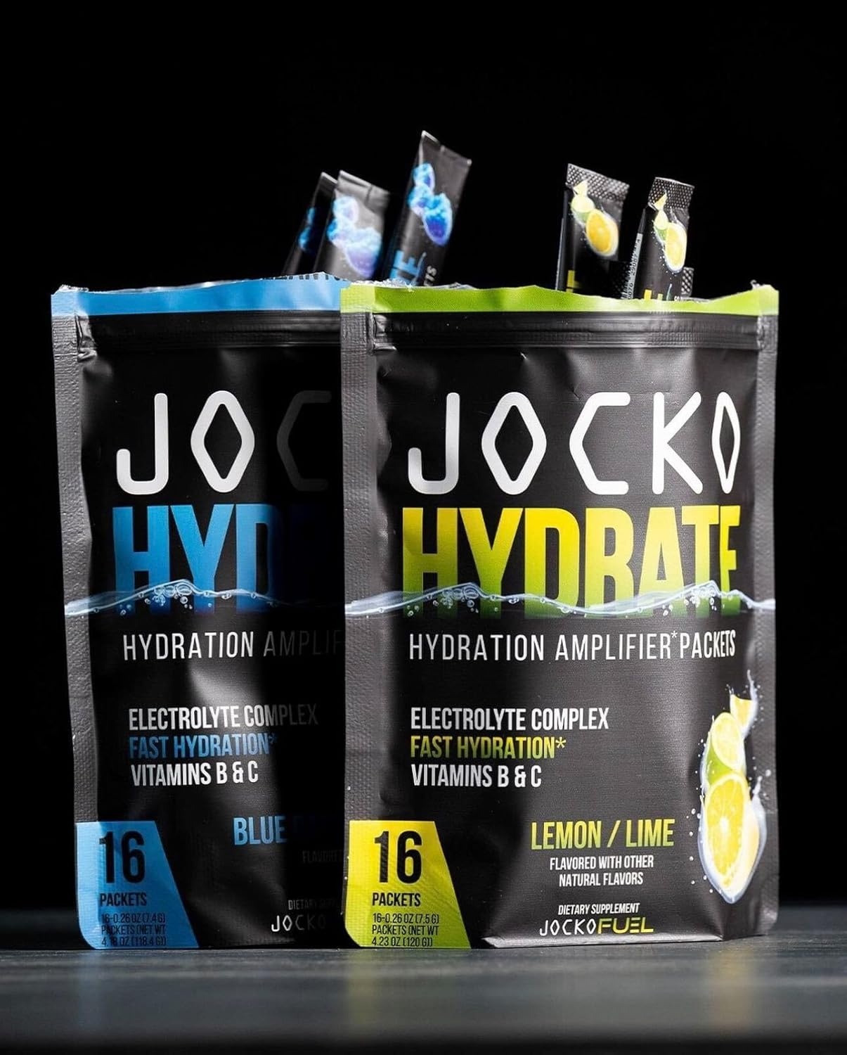 image:imageJocko Fuel Hydrate Electrolytes Powder Packets Low Sugar Hydration Amplifier Packets for Recovery Dehydration amp Exercise with Vitamins B6 B12 amp C 16 Packets Lemon LimeBlue Raspberry