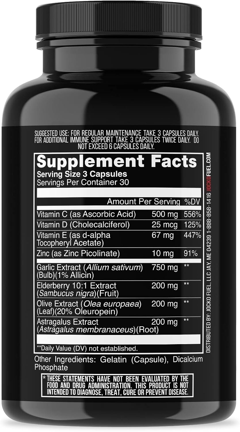 image:imageJocko Fuel Immune Support Supplement Elderberry with Zinc amp Vitamin C for Adults Immune Defense with Vitamin C D3 Superfoods Herbs amp Minerals 90 Capsules
