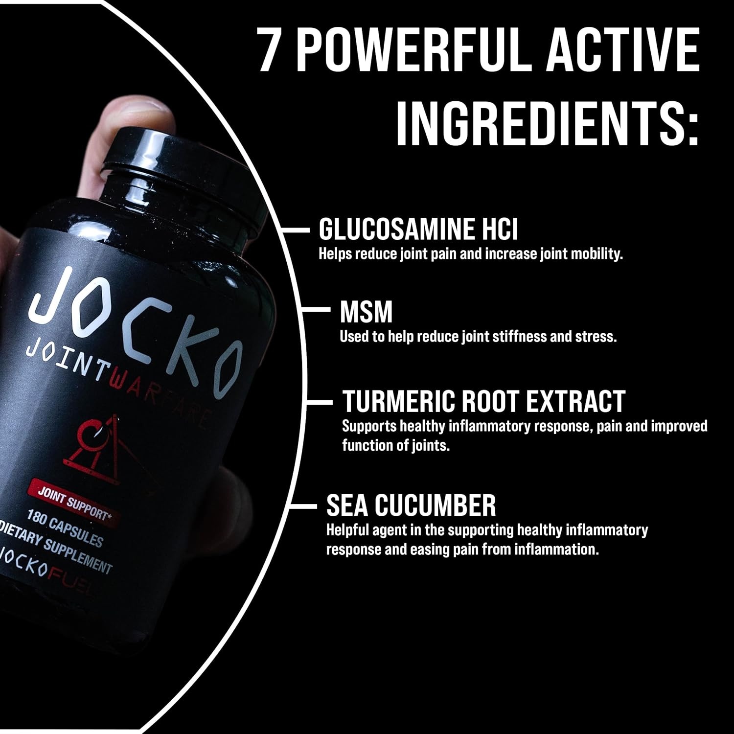 image:imageJocko Fuel Joint Support Supplement Glucosamine MSM for Joint Pain Mobility amp Flexibility wTurmeric amp Boswellia 180 Capsules180 Count Pack of 1
