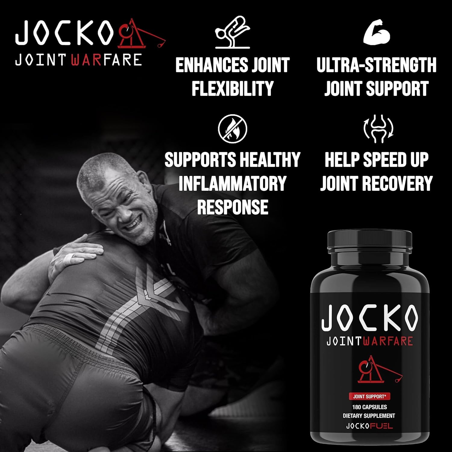 image:imageJocko Fuel Joint Support Supplement Glucosamine MSM for Joint Pain Mobility amp Flexibility wTurmeric amp Boswellia 180 Capsules180 Count Pack of 1