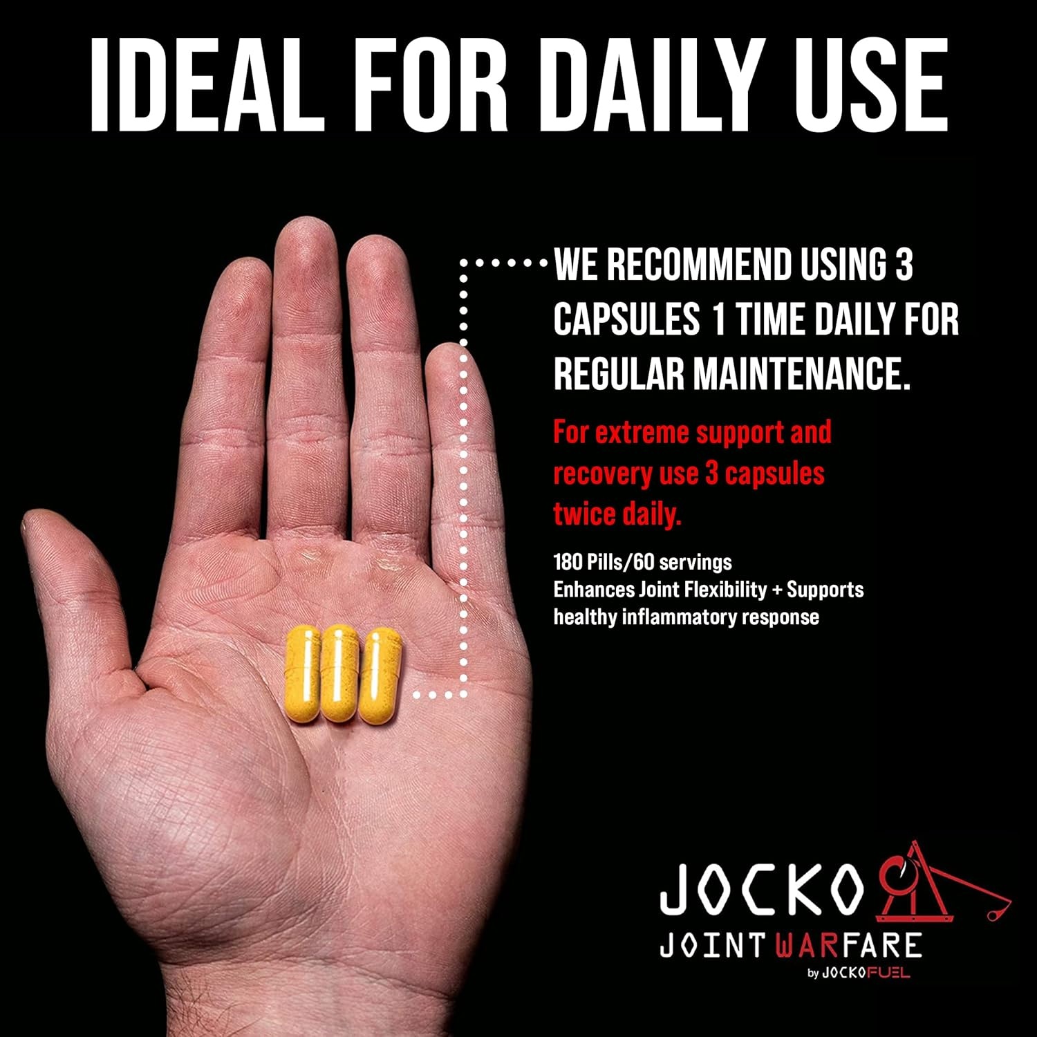 image:imageJocko Fuel Joint Support Supplement Glucosamine MSM for Joint Pain Mobility amp Flexibility wTurmeric amp Boswellia 180 Capsules180 Count Pack of 1