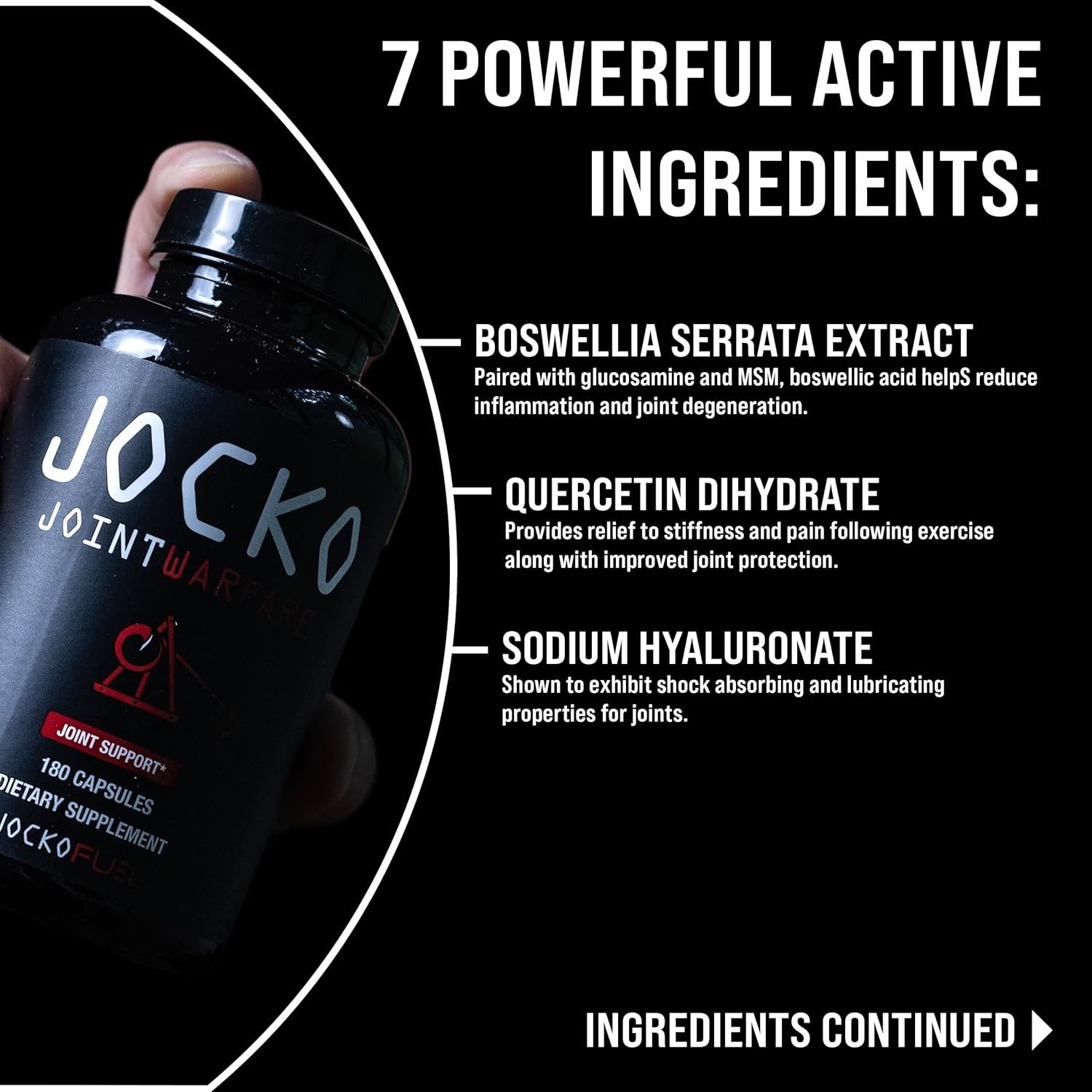 image:imageJocko Fuel Joint Support Supplement Glucosamine MSM for Joint Pain Mobility amp Flexibility wTurmeric amp Boswellia 180 Capsules180 Count Pack of 1