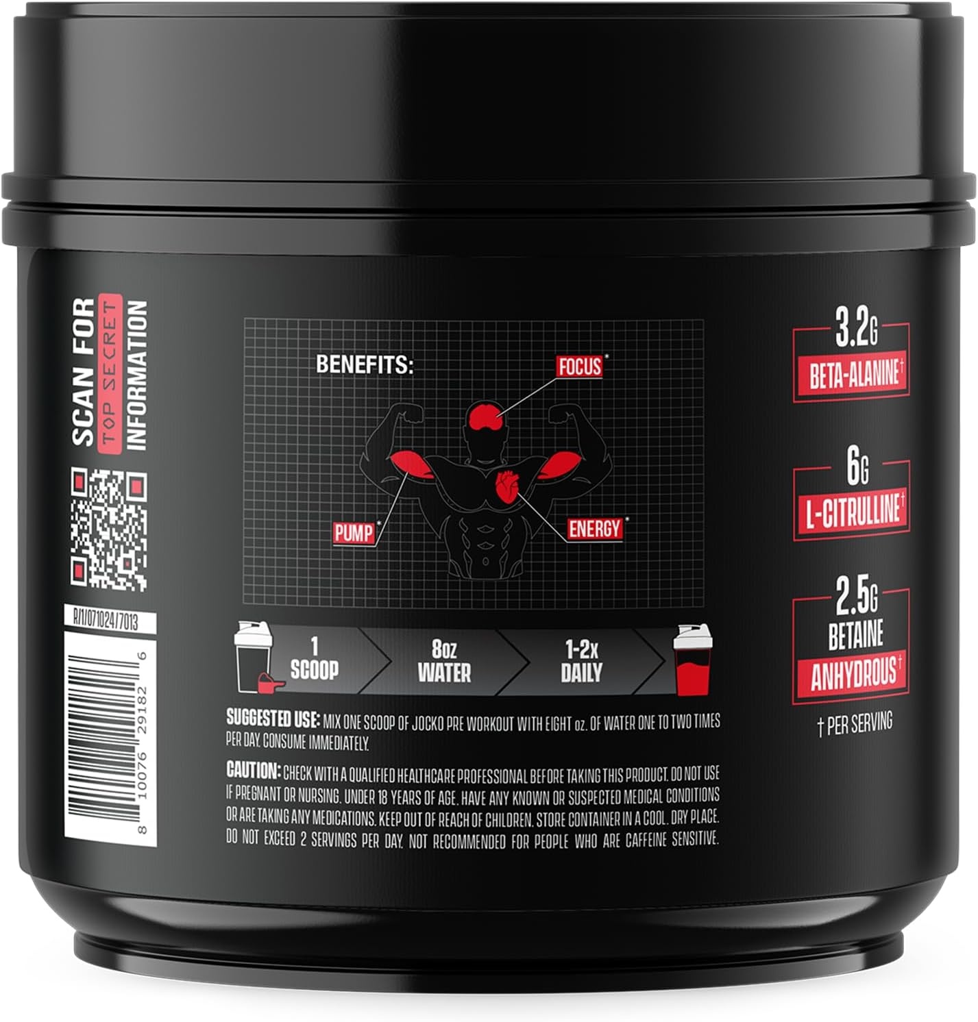 image:imageJocko Fuel Pre Workout for Men amp Women High Stim Low Sugar Blend with Beta Alanine LCitrulline Support Muscle Pump Energy amp Recovery 200mg of Caffeine Nitro Pop 30 Servings 131lbs 594 GFruit Punch