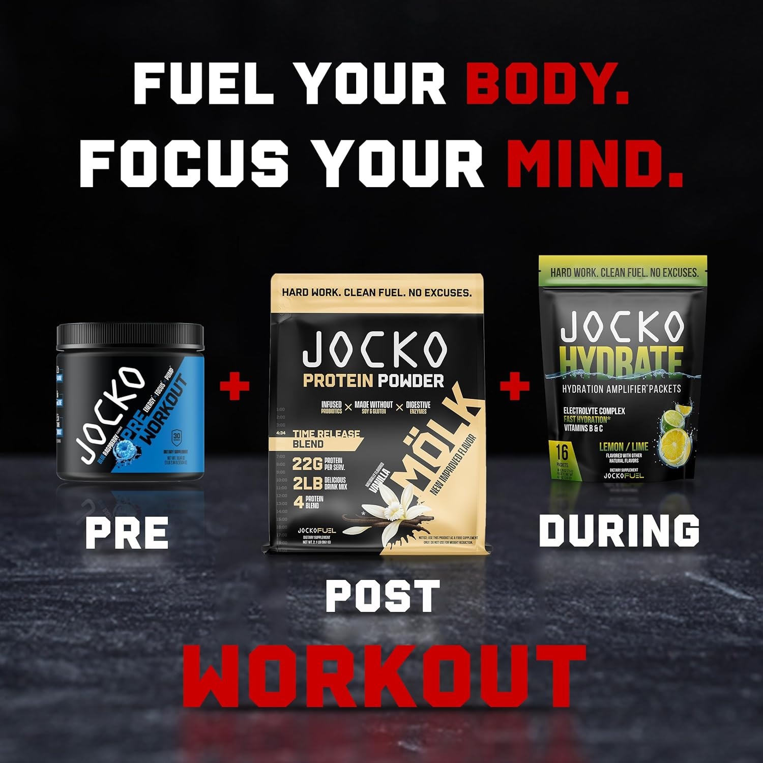 image:imageJocko Fuel Pre Workout for Men amp Women High Stim Low Sugar Blend with Beta Alanine LCitrulline Support Muscle Pump Energy amp Recovery 200mg of Caffeine Nitro Pop 30 Servings 131lbs 594 GBlue Raspberry