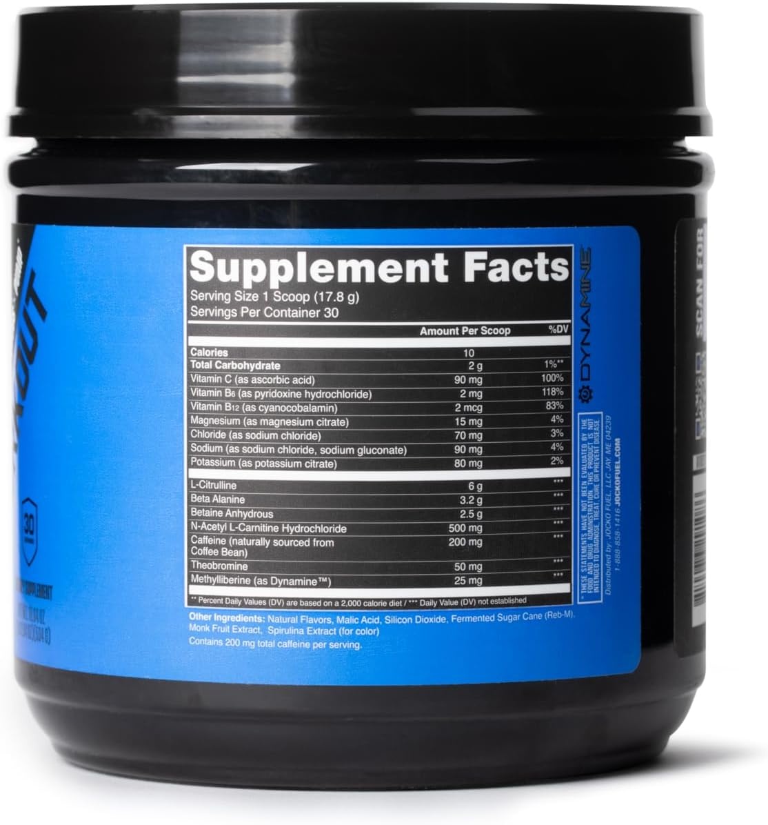 image:imageJocko Fuel Pre Workout for Men amp Women High Stim Low Sugar Blend with Beta Alanine LCitrulline Support Muscle Pump Energy amp Recovery 200mg of Caffeine Nitro Pop 30 Servings 131lbs 594 GBlue Raspberry