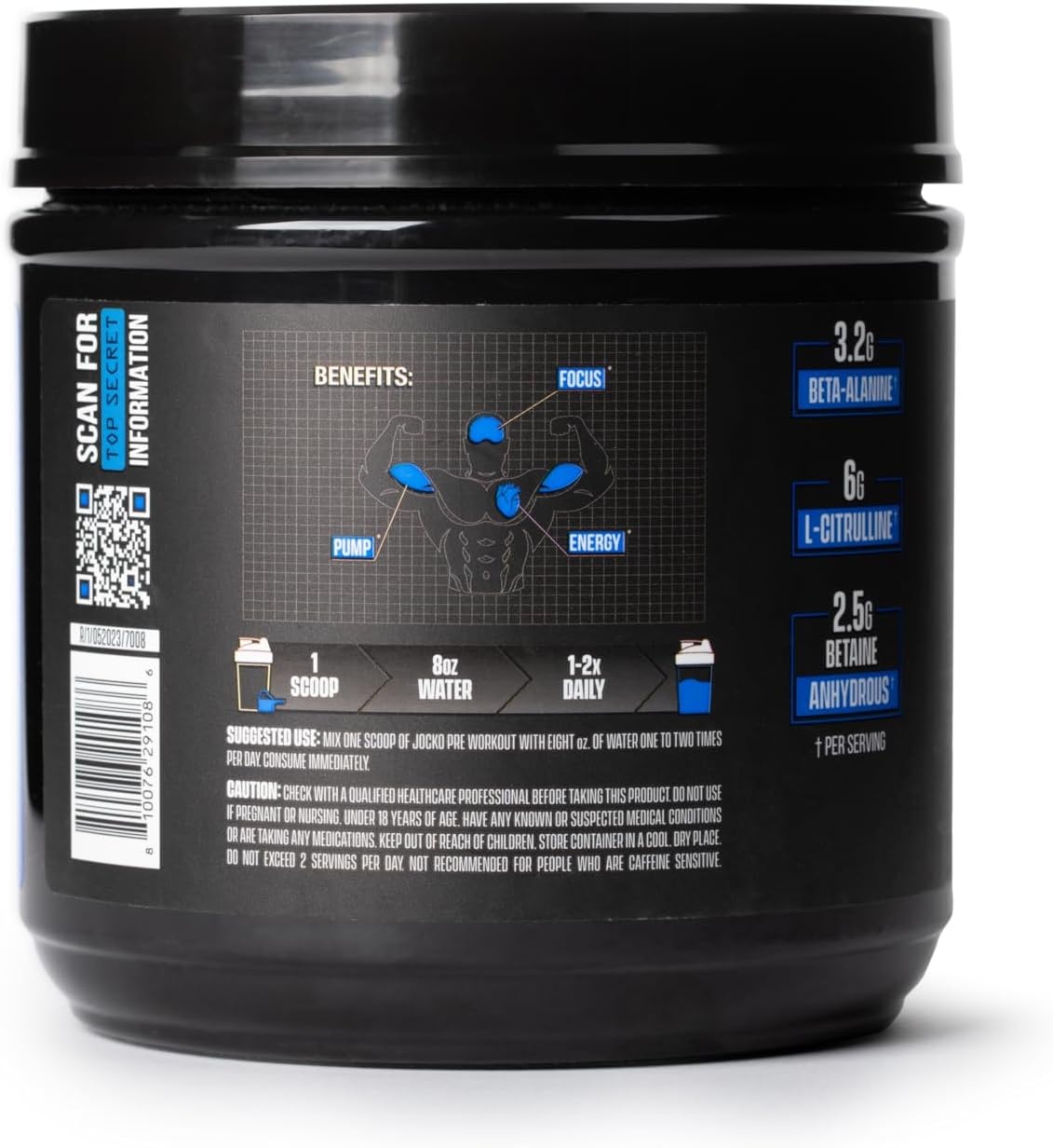 image:imageJocko Fuel Pre Workout for Men amp Women High Stim Low Sugar Blend with Beta Alanine LCitrulline Support Muscle Pump Energy amp Recovery 200mg of Caffeine Nitro Pop 30 Servings 131lbs 594 GBlue Raspberry