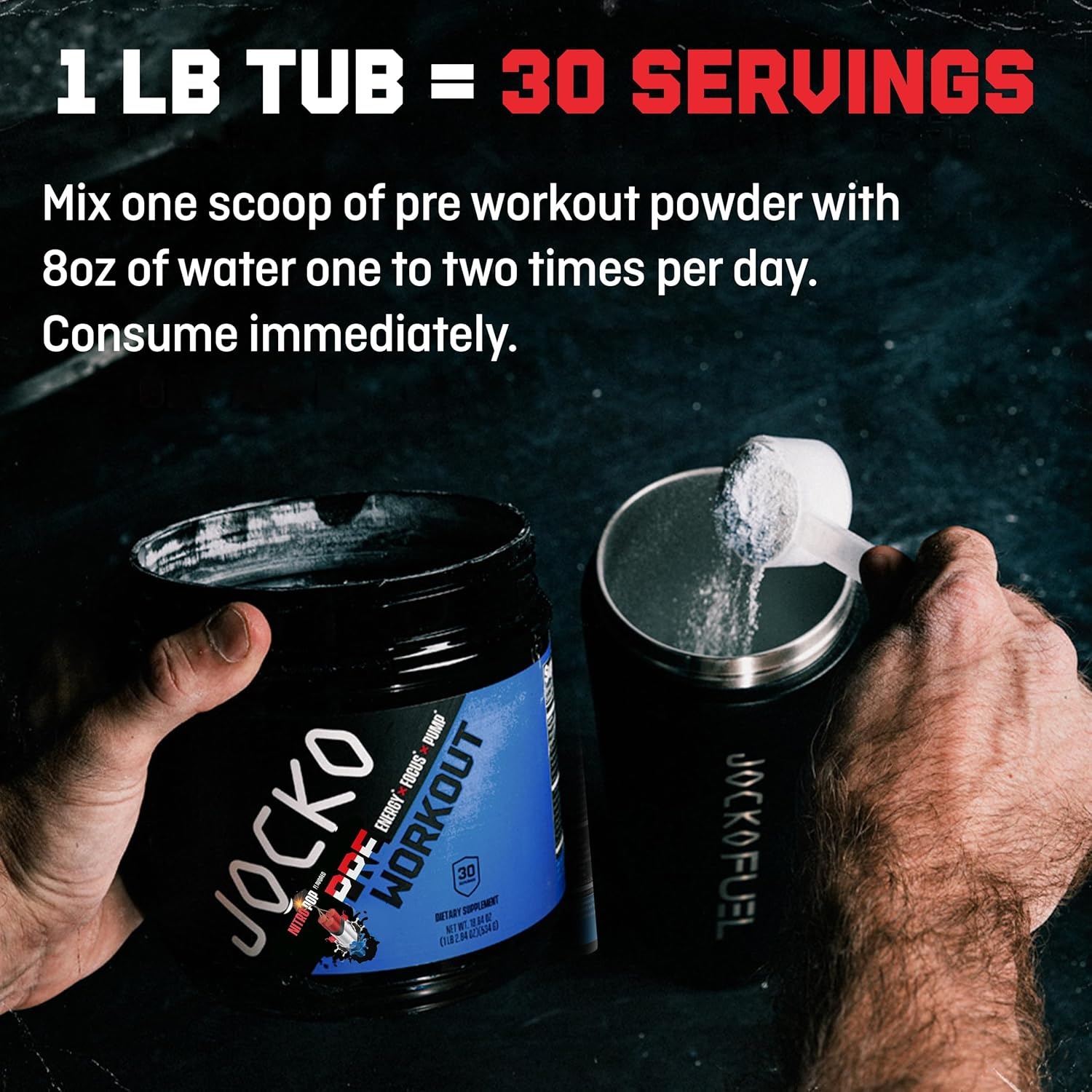 image:imageJocko Fuel Pre Workout for Men amp Women High Stim Low Sugar Blend with Beta Alanine LCitrulline Support Muscle Pump Energy amp Recovery 200mg of Caffeine Nitro Pop 30 Servings 131lbs 594 GNitro Pop