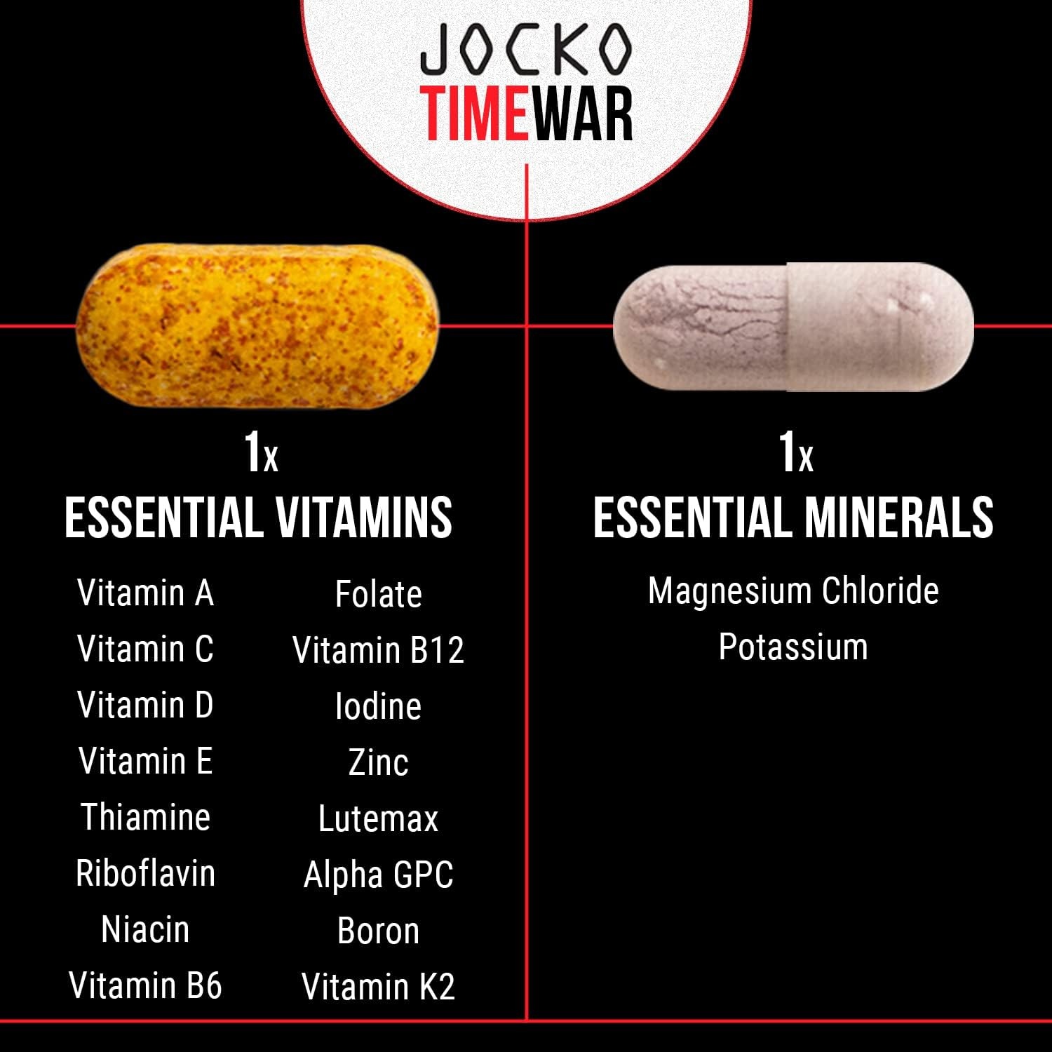image:imageJocko Fuel TIME WAR Multivitamin for Men amp Women NAD Supplement for Healthy Aging Heart Bone amp Eye Health Essential Vitamins and Minerals Supports Stress Relief Energy Levels 30 Day Supply