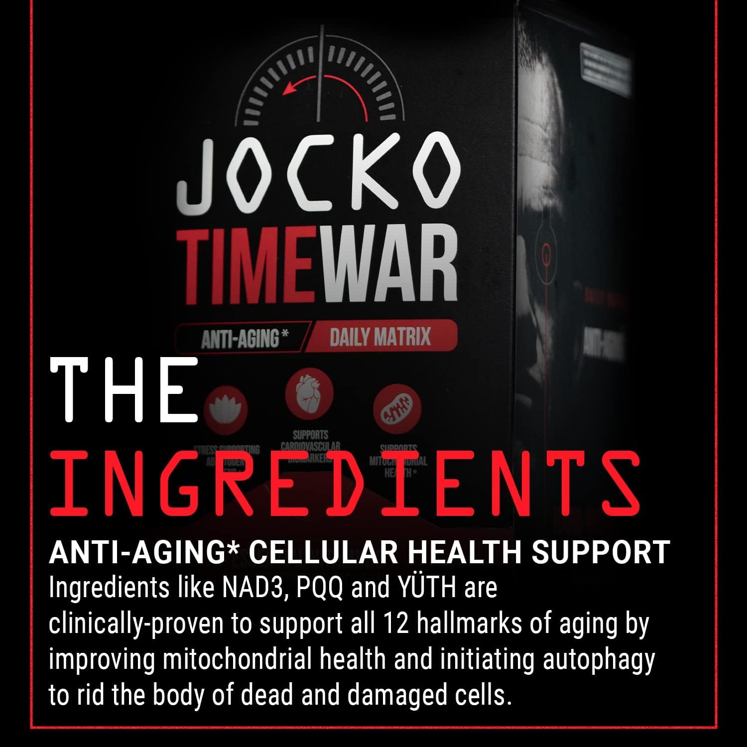 image:imageJocko Fuel TIME WAR Multivitamin for Men amp Women NAD Supplement for Healthy Aging Heart Bone amp Eye Health Essential Vitamins and Minerals Supports Stress Relief Energy Levels 30 Day Supply