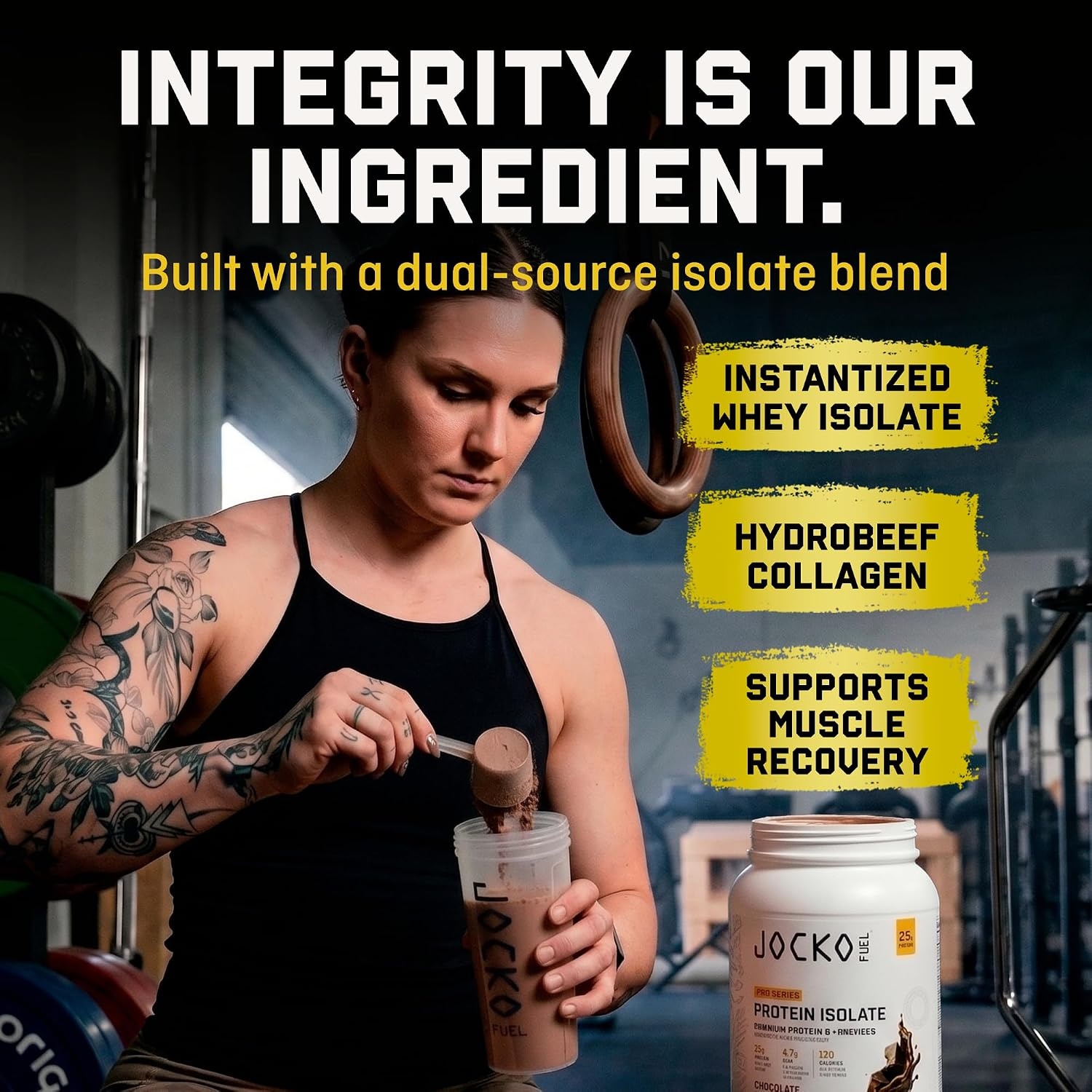 image:imageJocko Fuel Whey Protein Isolate Pro Series Caramel 25g Low Lactose Whey Beef Collagen with Digestive Enzymes Probiotics 47g BCAAs Low Carb 25 ServingsChocolate