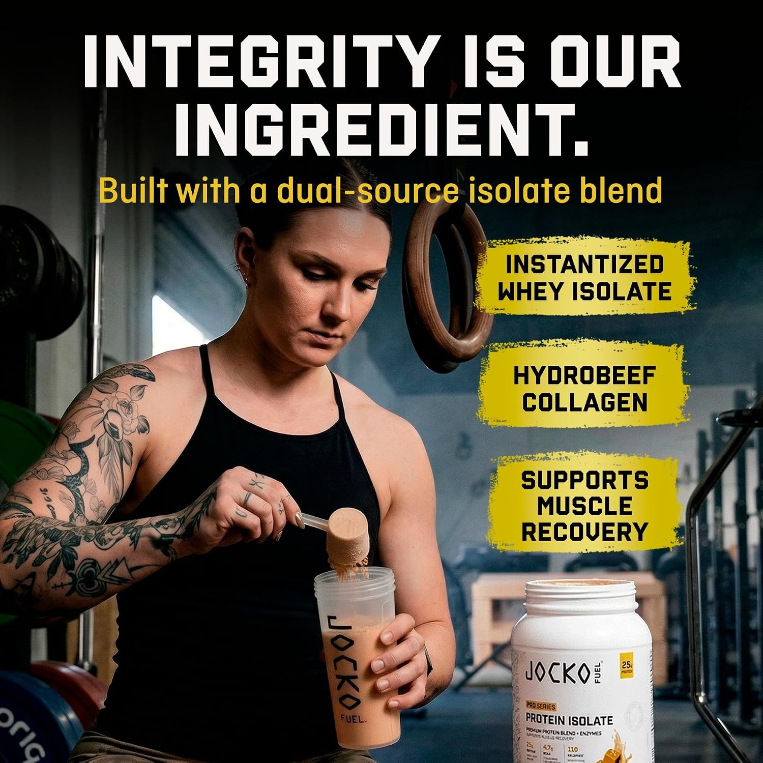 image:imageJocko Fuel Whey Protein Isolate Pro Series Caramel 25g Low Lactose Whey Beef Collagen with Digestive Enzymes Probiotics 47g BCAAs Low Carb 25 ServingsCaramel