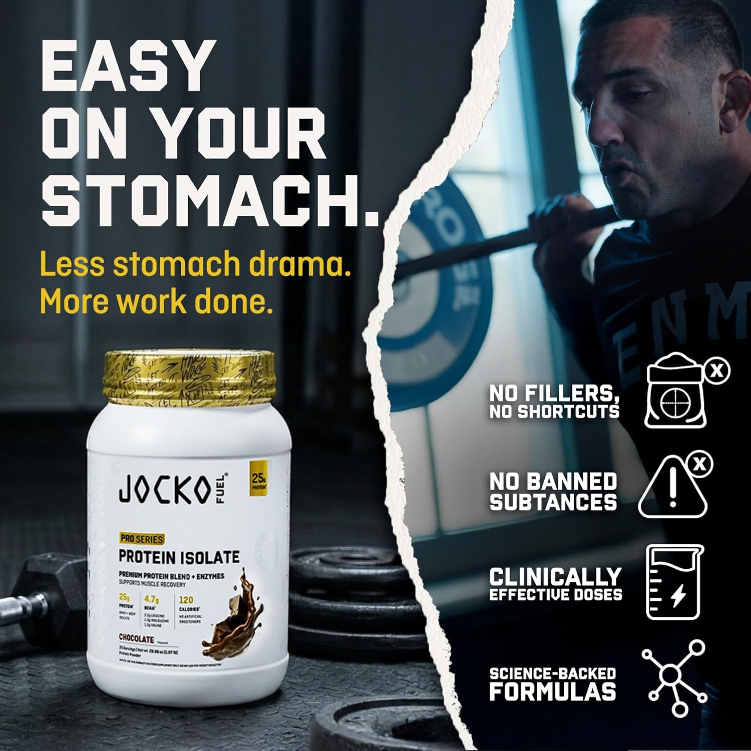 image:imageJocko Fuel Whey Protein Isolate Pro Series Caramel 25g Low Lactose Whey Beef Collagen with Digestive Enzymes Probiotics 47g BCAAs Low Carb 25 ServingsChocolate