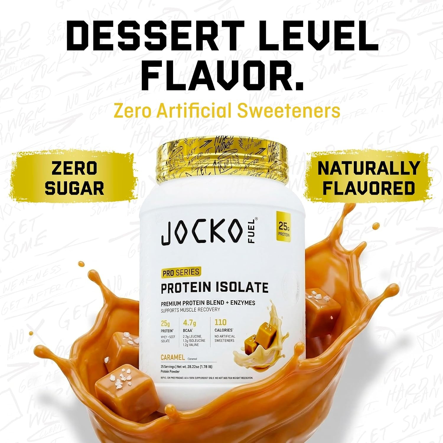 image:imageJocko Fuel Whey Protein Isolate Pro Series Caramel 25g Low Lactose Whey Beef Collagen with Digestive Enzymes Probiotics 47g BCAAs Low Carb 25 ServingsCaramel
