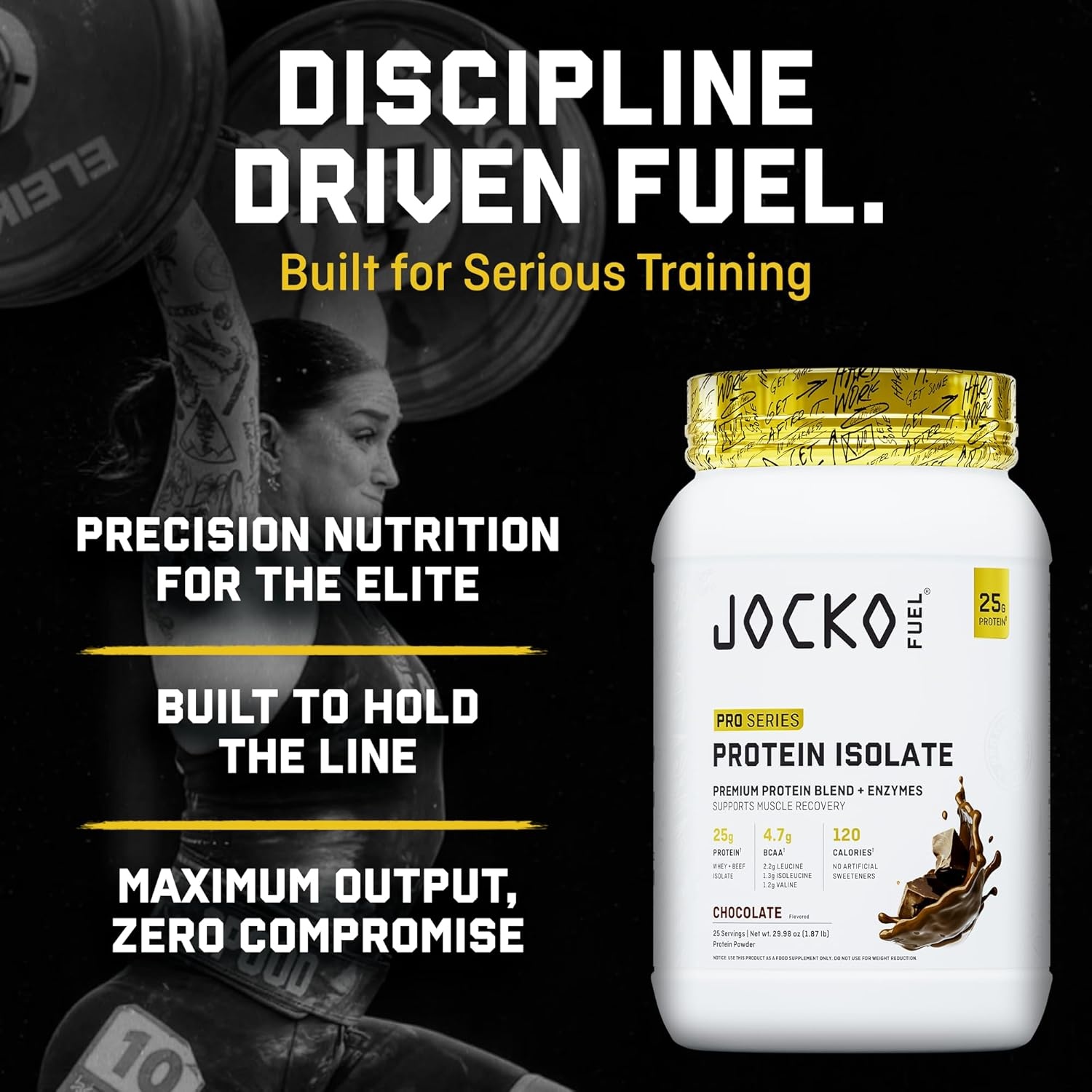 image:imageJocko Fuel Whey Protein Isolate Pro Series Caramel 25g Low Lactose Whey Beef Collagen with Digestive Enzymes Probiotics 47g BCAAs Low Carb 25 ServingsChocolate
