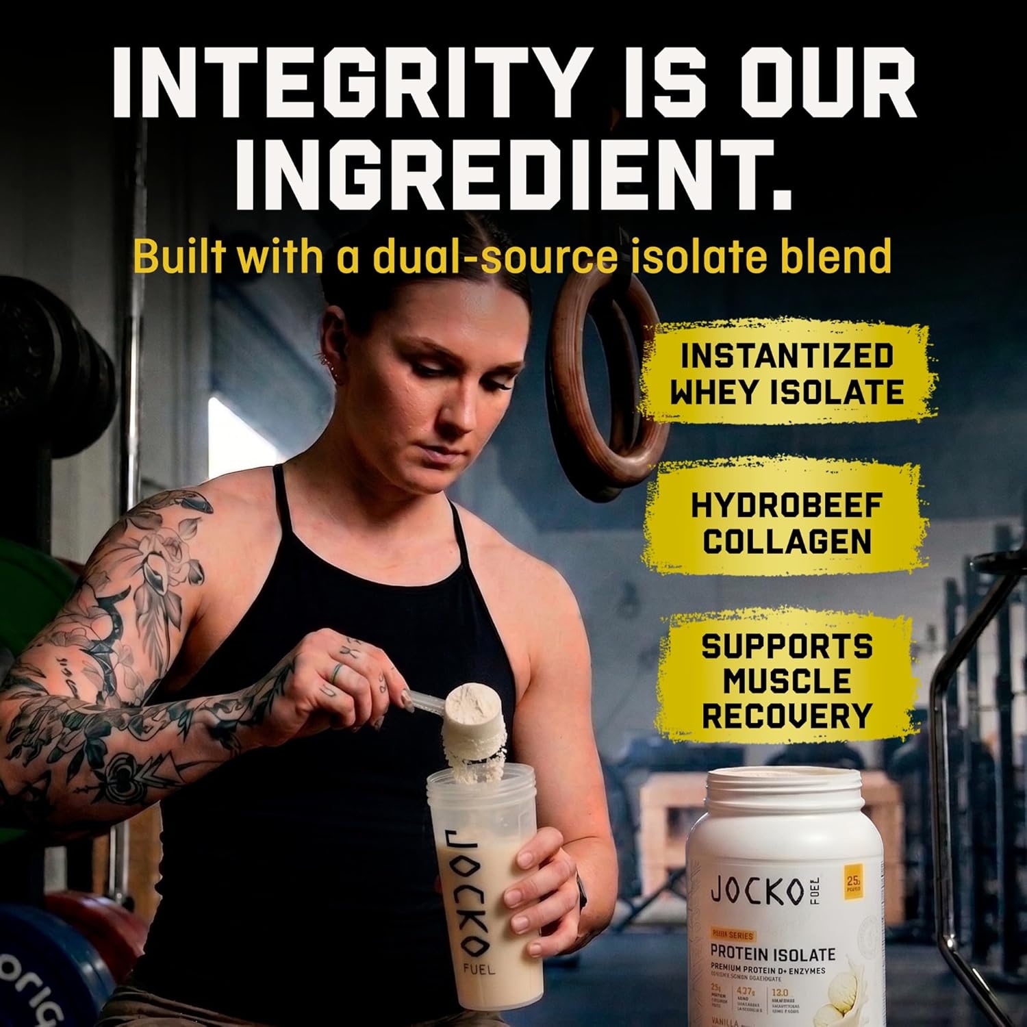 image:imageJocko Fuel Whey Protein Isolate Pro Series Caramel 25g Low Lactose Whey Beef Collagen with Digestive Enzymes Probiotics 47g BCAAs Low Carb 25 ServingsVanilla