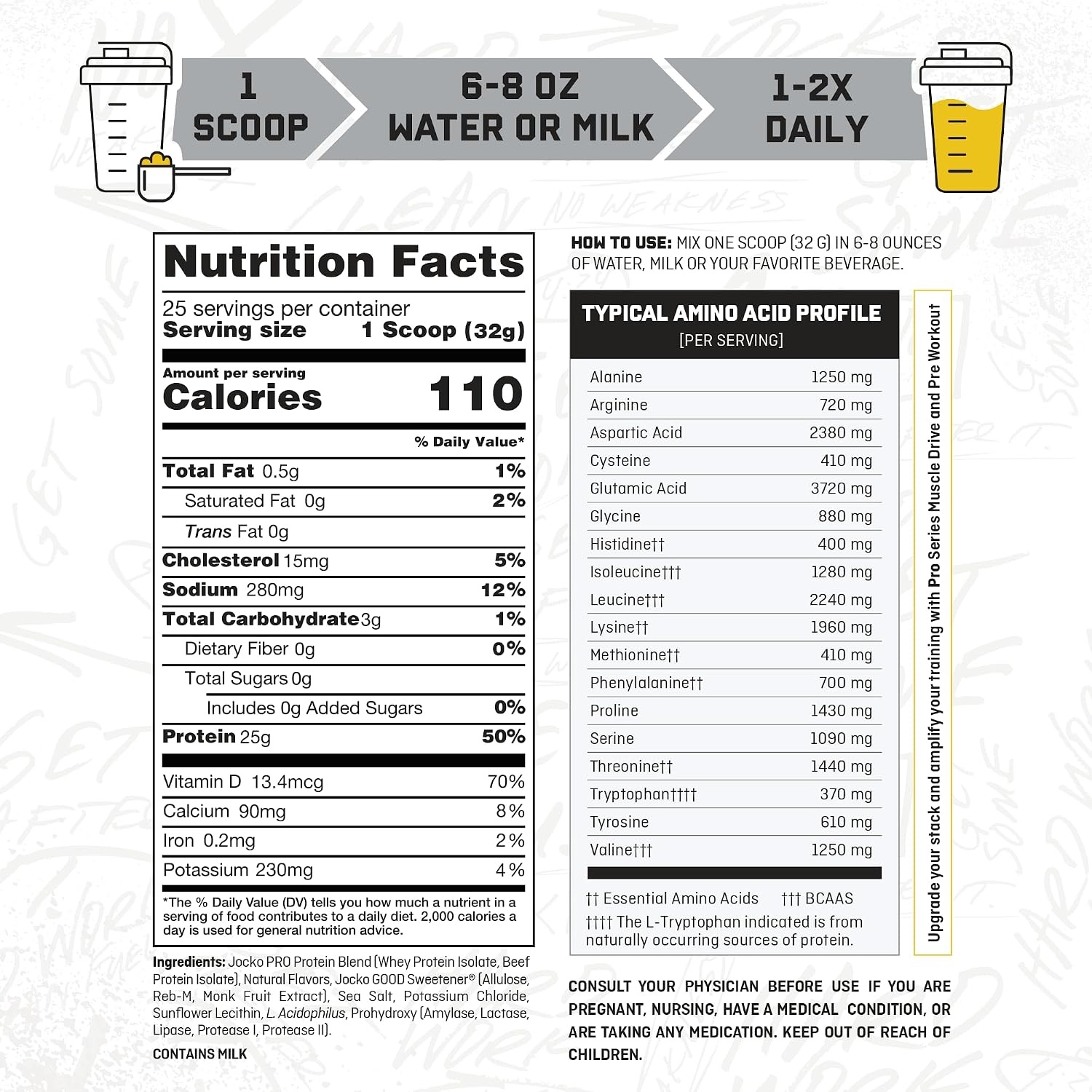 image:imageJocko Fuel Whey Protein Isolate Pro Series Caramel 25g Low Lactose Whey Beef Collagen with Digestive Enzymes Probiotics 47g BCAAs Low Carb 25 ServingsCaramel