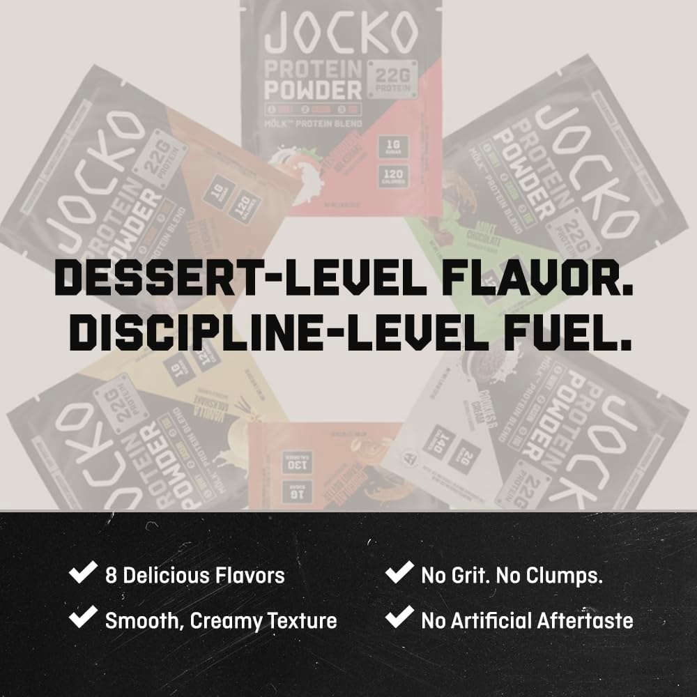 image:imageJocko Fuel Whey Protein Powder Cookies amp Cream 22g Protein Digestive Enzymes Probiotic Blend No Sugar Added with Essential Amino Acids Electrolyte Minerals 24 ServingsCookies Cream