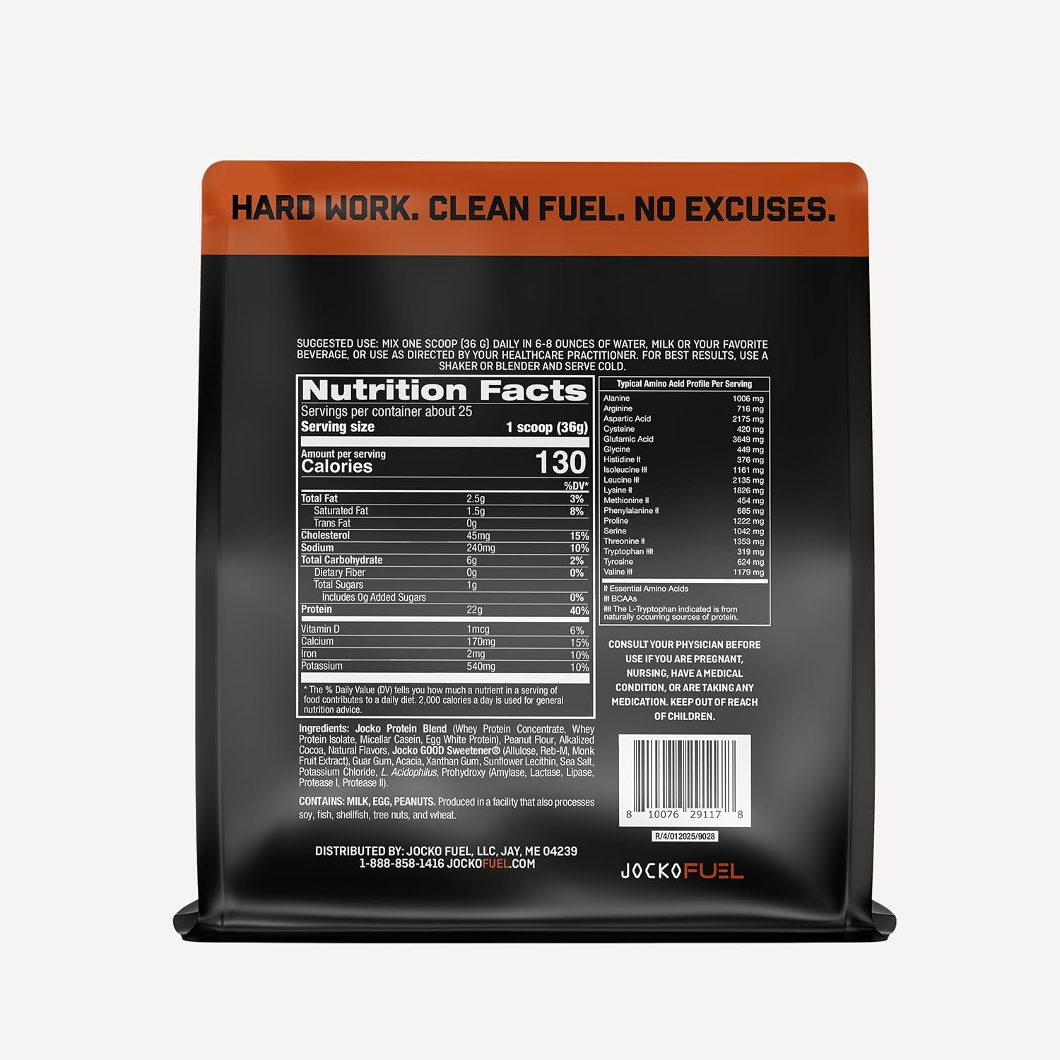 image:imageJocko Fuel Whey Protein Powder Cookies amp Cream 22g Protein Digestive Enzymes Probiotic Blend No Sugar Added with Essential Amino Acids Electrolyte Minerals 24 ServingsChocolate Peanut Butter