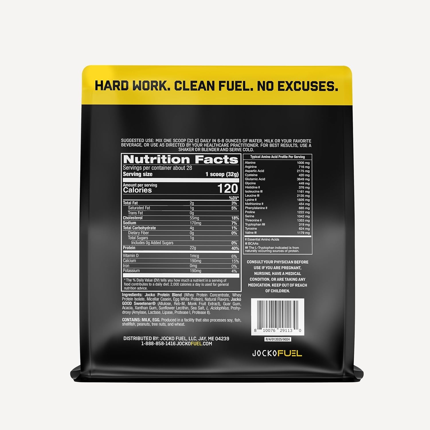 image:imageJocko Fuel Whey Protein Powder Cookies amp Cream 22g Protein Digestive Enzymes Probiotic Blend No Sugar Added with Essential Amino Acids Electrolyte Minerals 24 ServingsBanana Cream