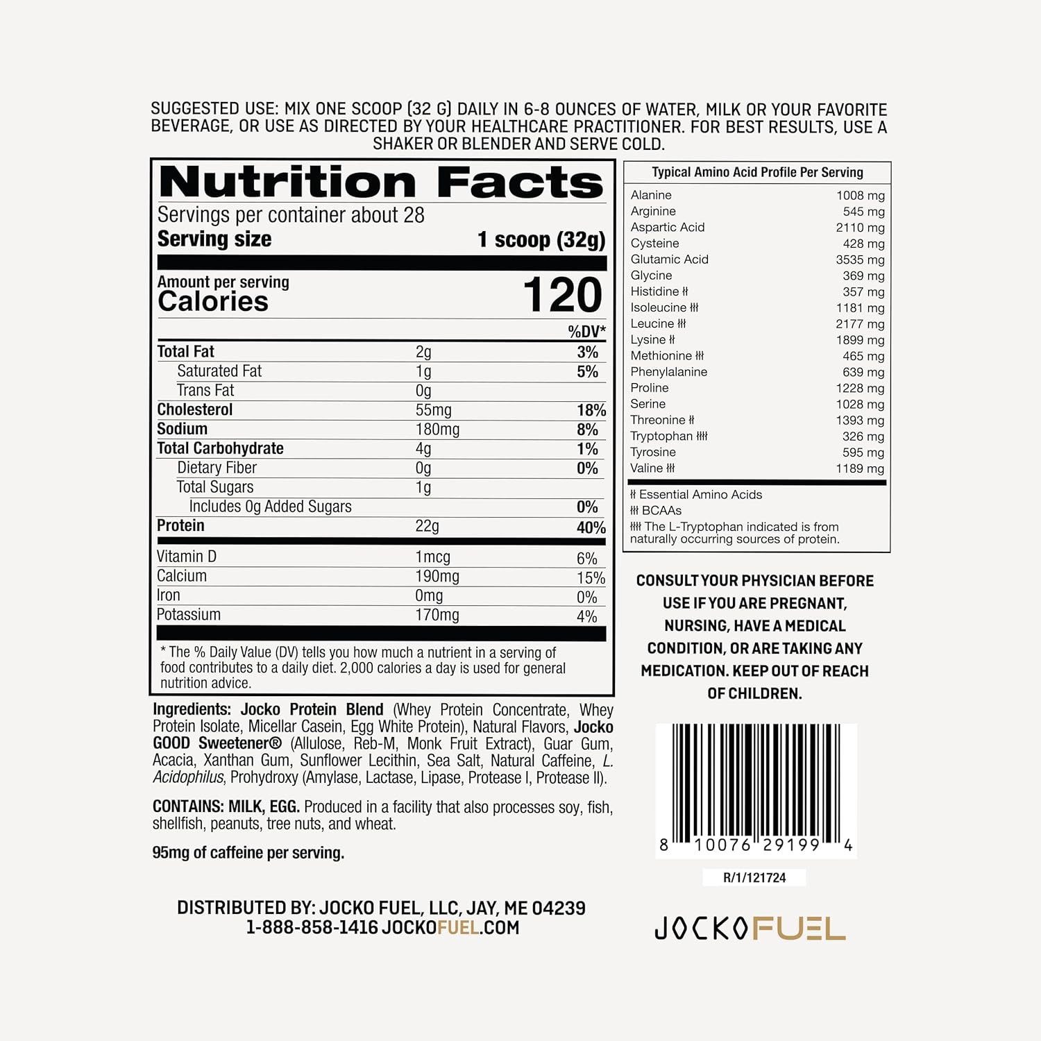 image:imageJocko Fuel Whey Protein Powder Cookies amp Cream 22g Protein Digestive Enzymes Probiotic Blend No Sugar Added with Essential Amino Acids Electrolyte Minerals 24 ServingsCoffee Donuts