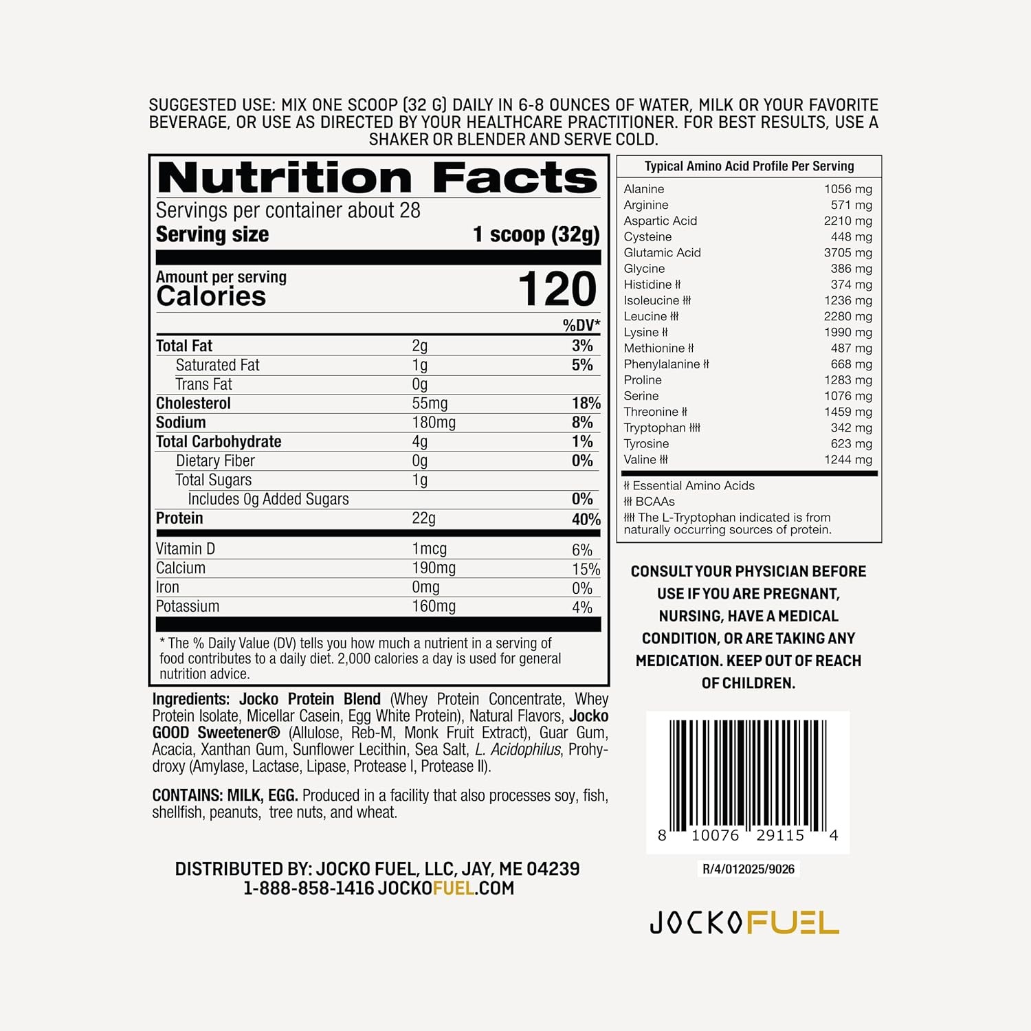 image:imageJocko Fuel Whey Protein Powder Cookies amp Cream 22g Protein Digestive Enzymes Probiotic Blend No Sugar Added with Essential Amino Acids Electrolyte Minerals 24 ServingsVanilla Milkshake